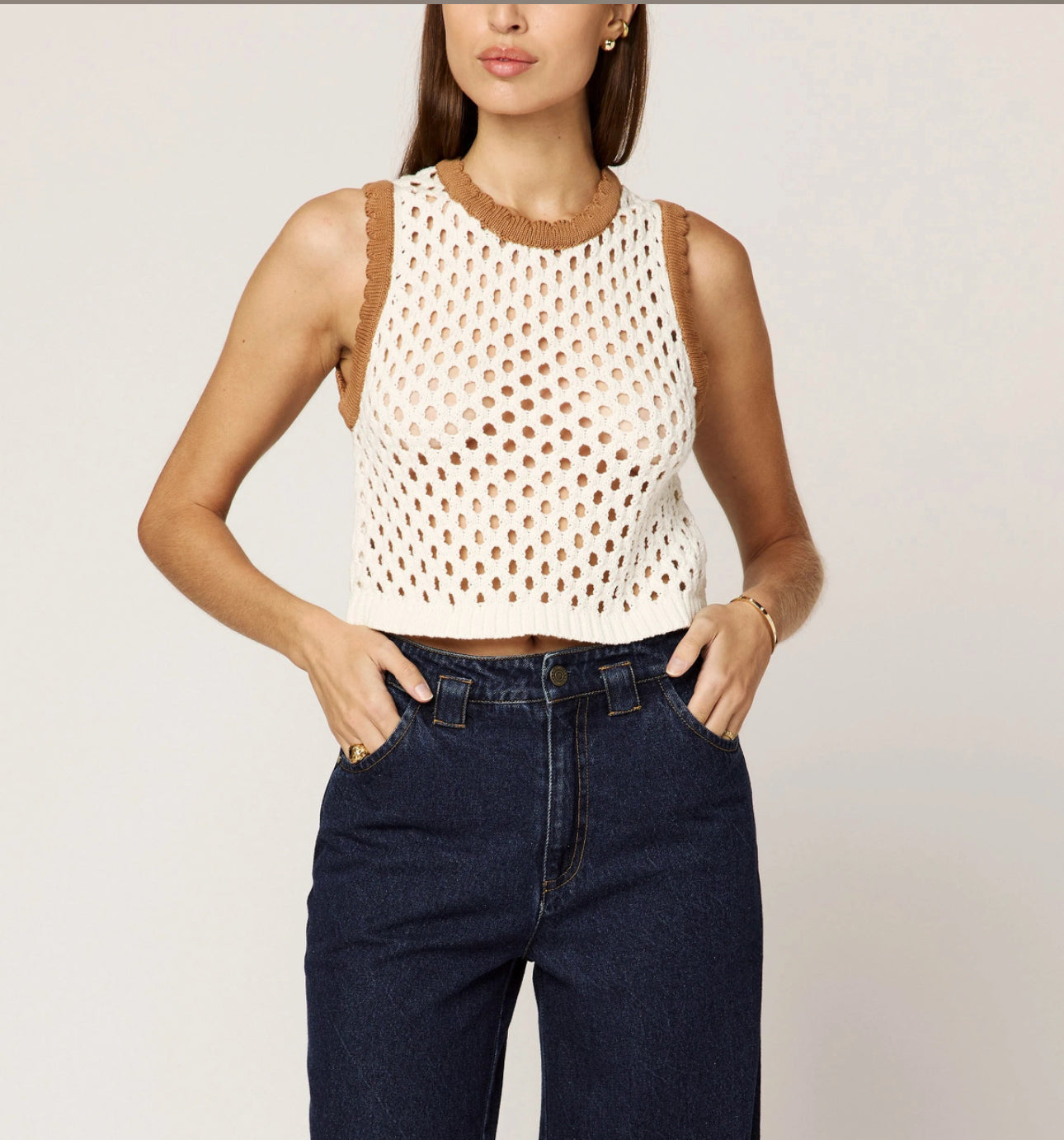 CLEOBELLA BROWNWYN SWEATER TOP | IVORY/BROWN