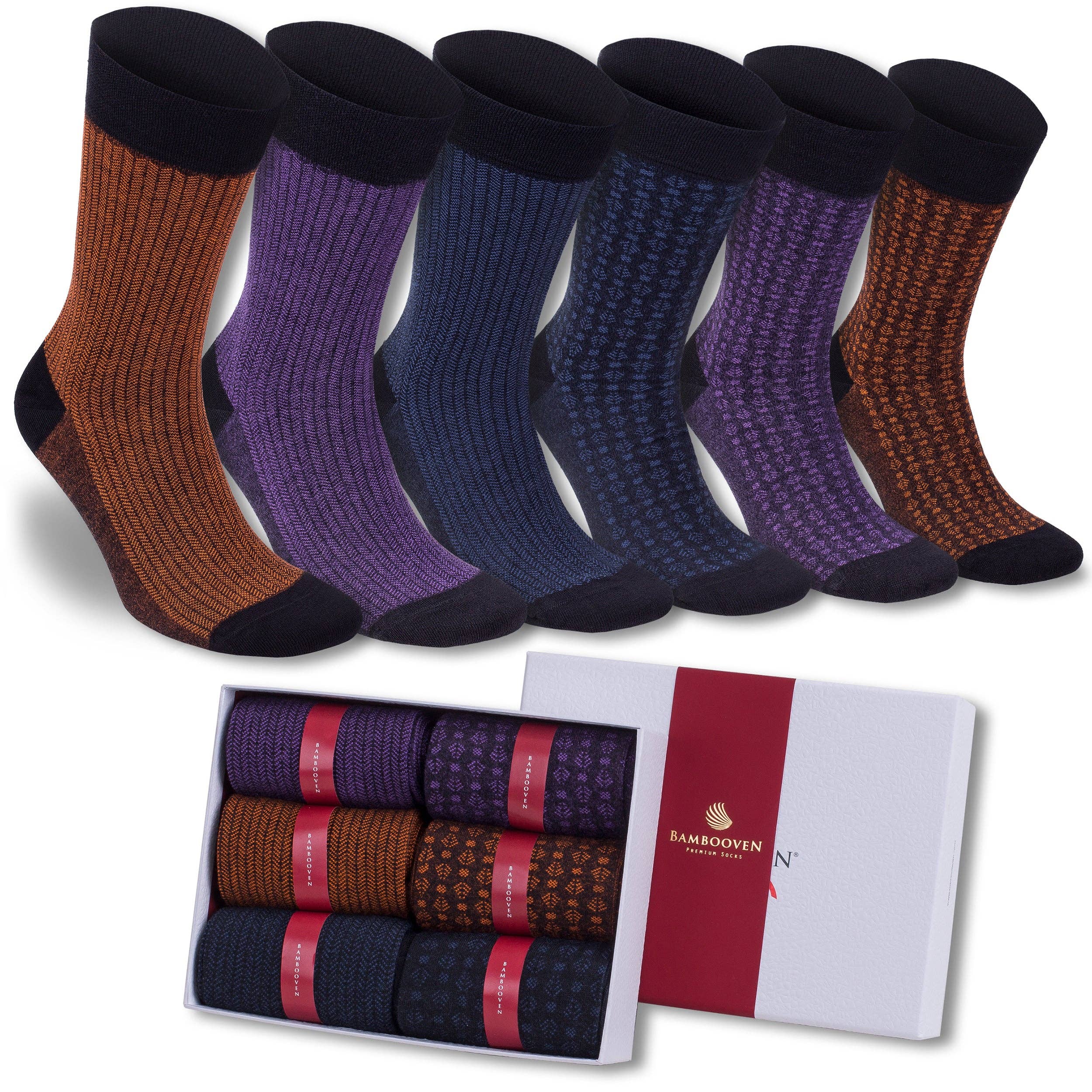 Bambooven Men’s Bamboo Dress & Trouser Socks 6-Pack - 626: 8-11.5