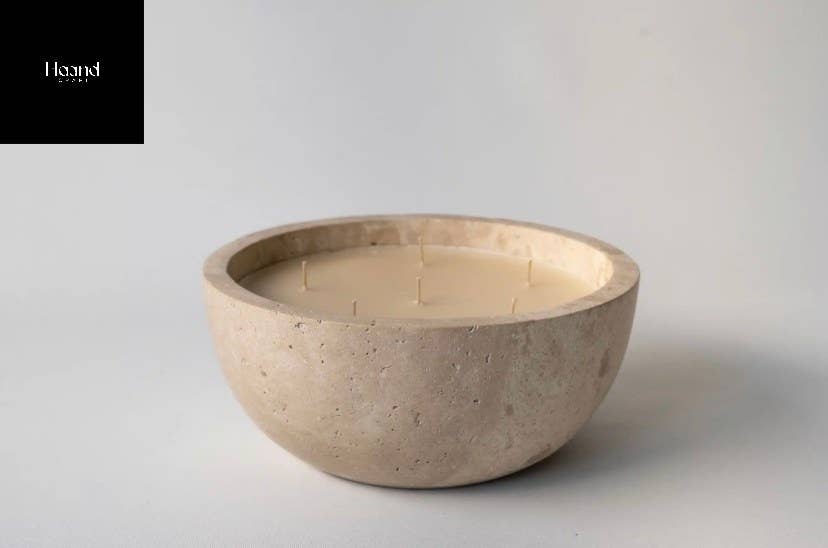 Hand Craft Large Candle Bowl, Marble Rustic SOYWAX Scented Candle: Large