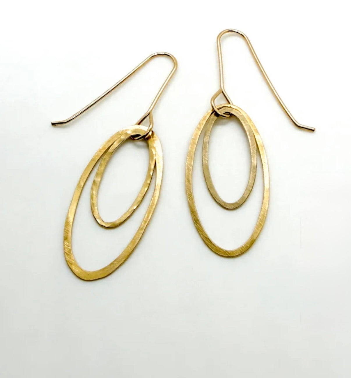 MATTE PORCELAIN Hammered Double Oval Earrings