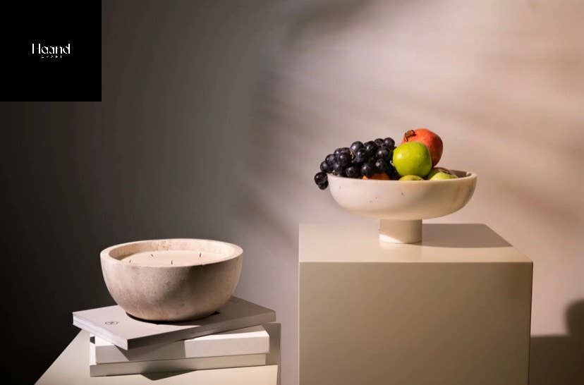 Hand Craft Large Candle Bowl, Marble Rustic SOYWAX Scented Candle: Large