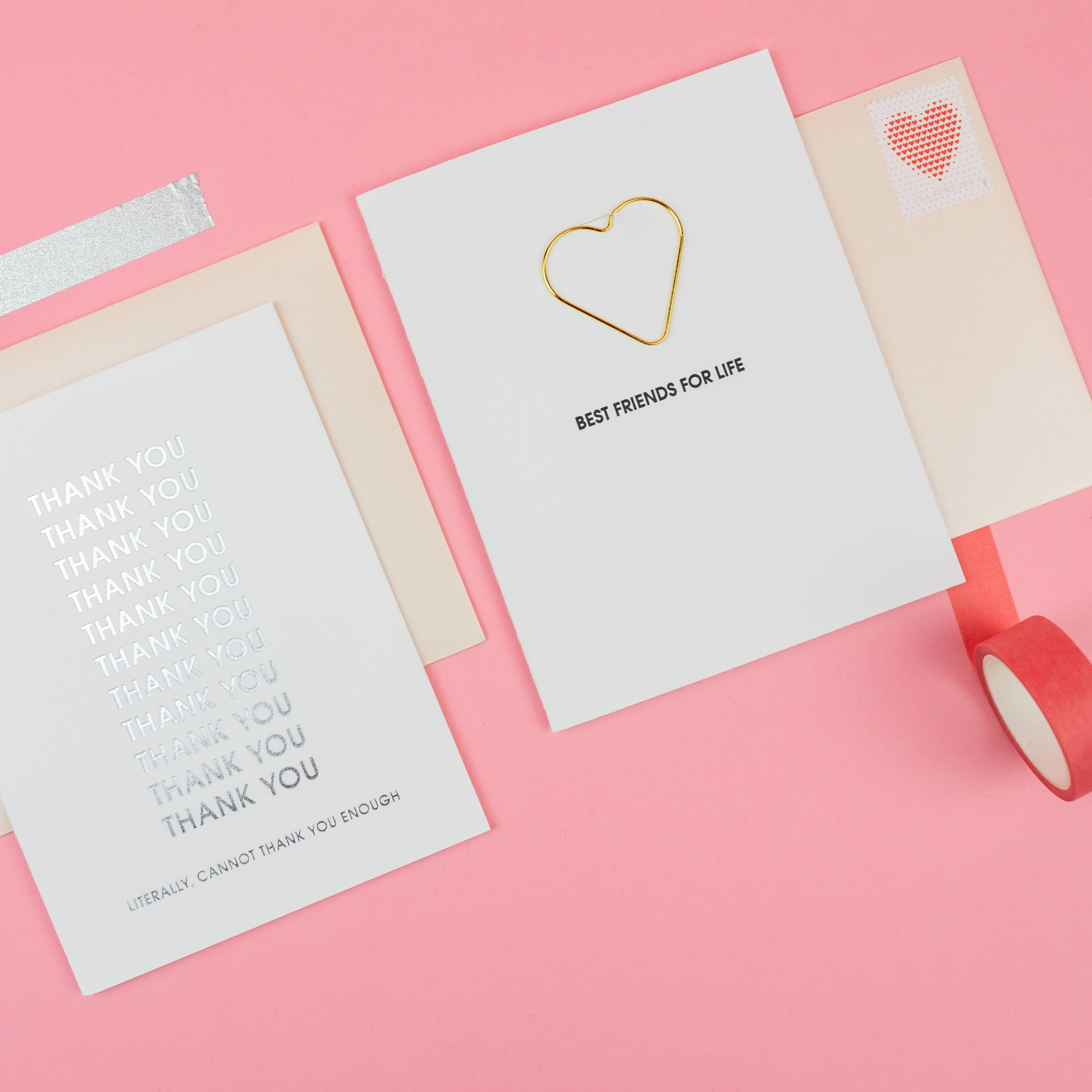 Best Friends For Life - Friendship HeartAll Hail - Crown Letterpress Paper Clip Greeting Card