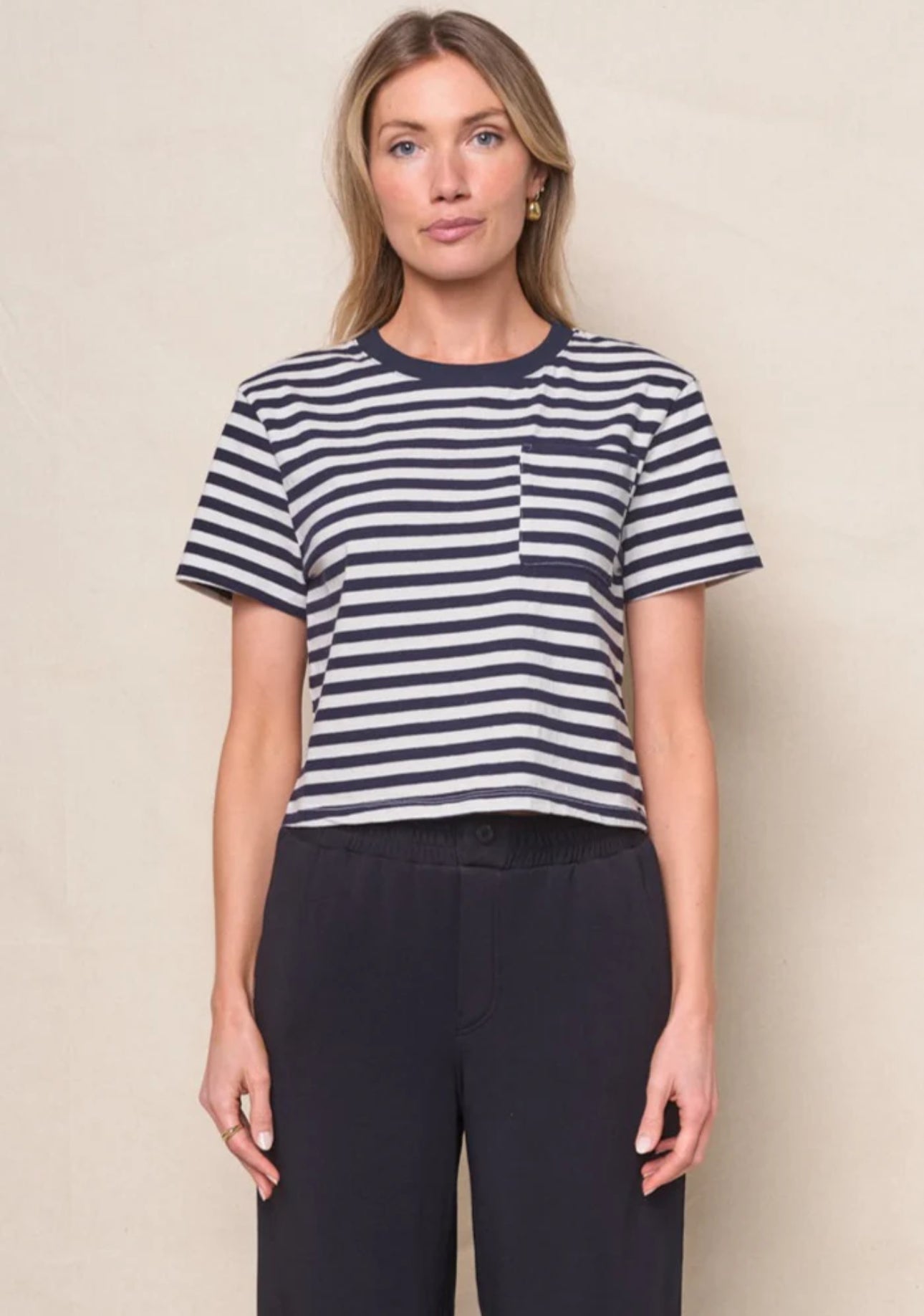 STATESIDE Preppy Stripe Boxy Tee