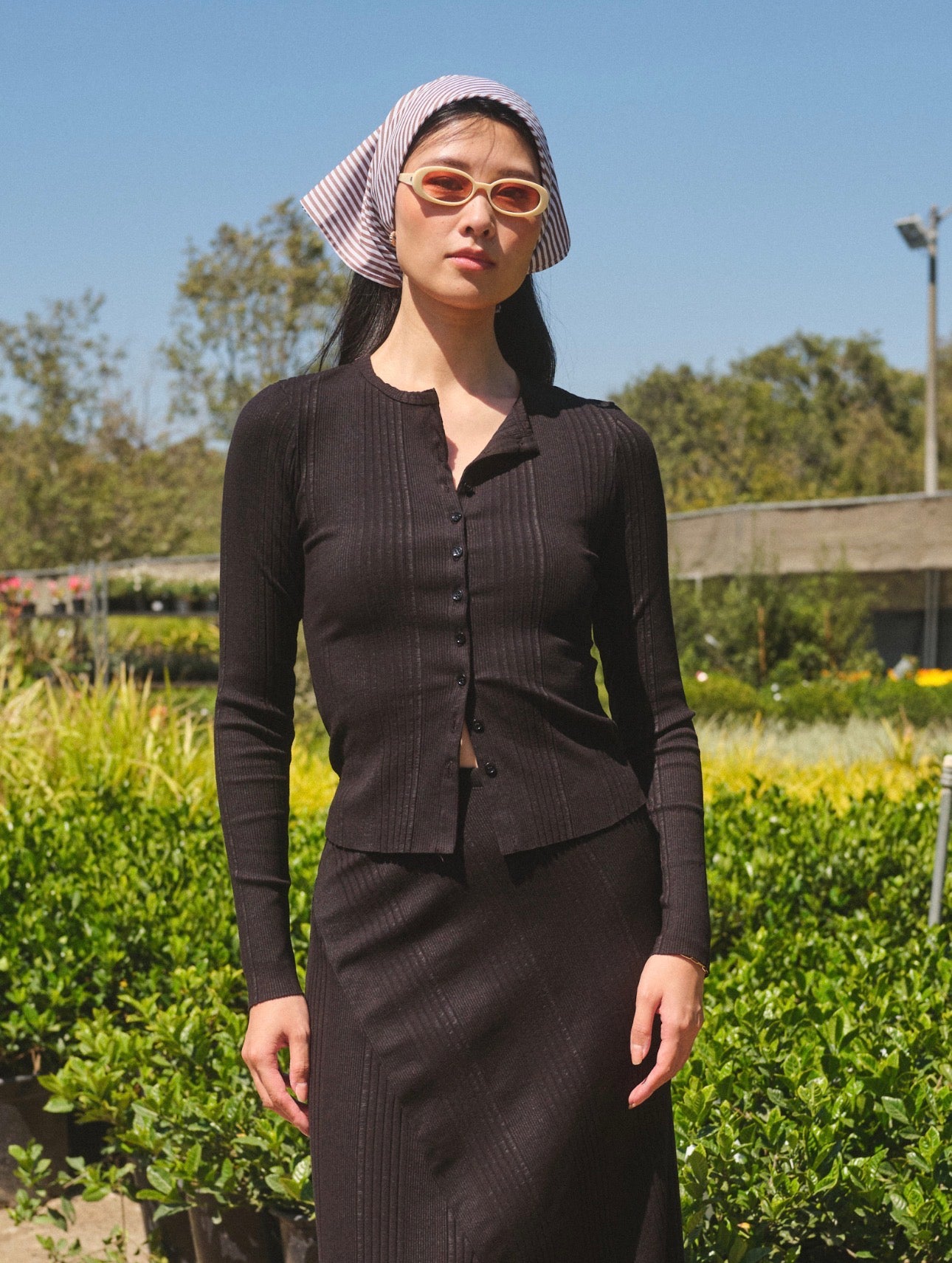 STATESIDE Variegated Rib Buttoned Up Cardi