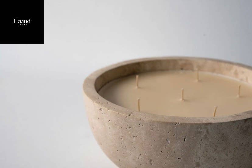 Hand Craft Large Candle Bowl, Marble Rustic SOYWAX Scented Candle: Large