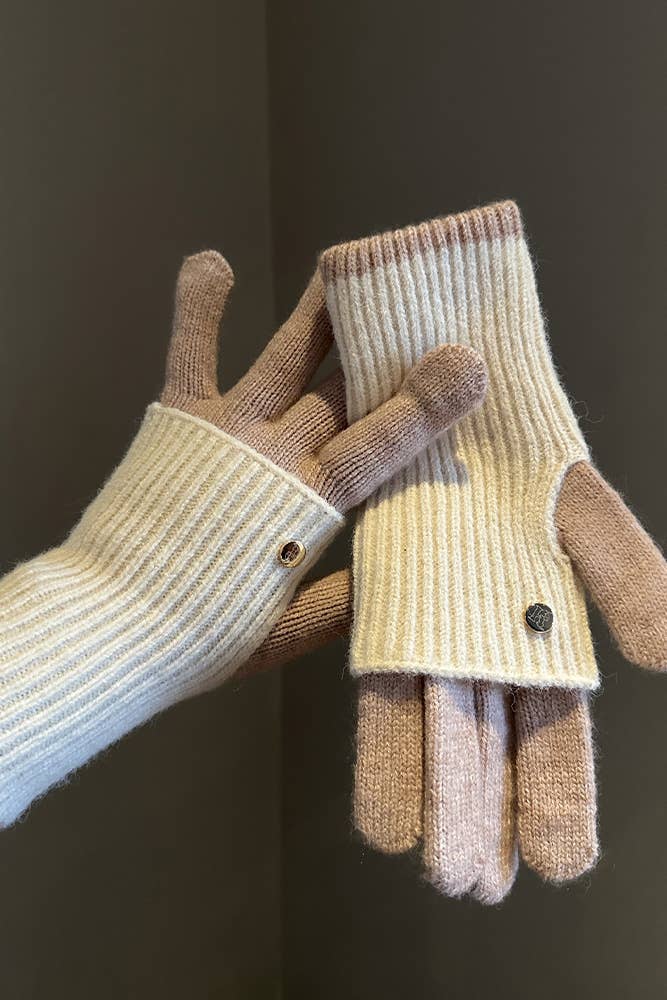 Colorblock Knitting Gloves ZK2452: 3 / One Size