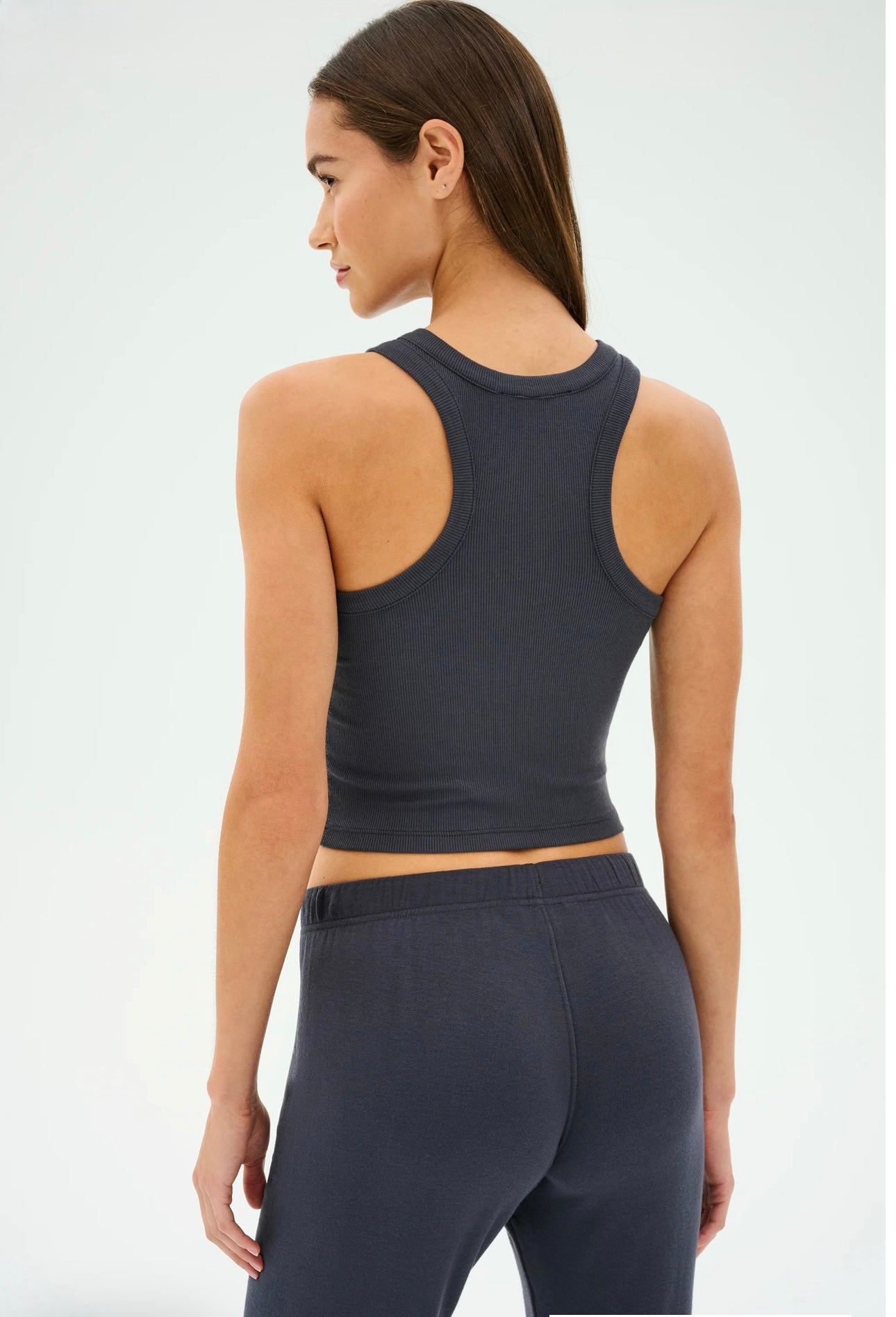 STATESIDE Fine 2x1 Rib Cropped High Neck tank