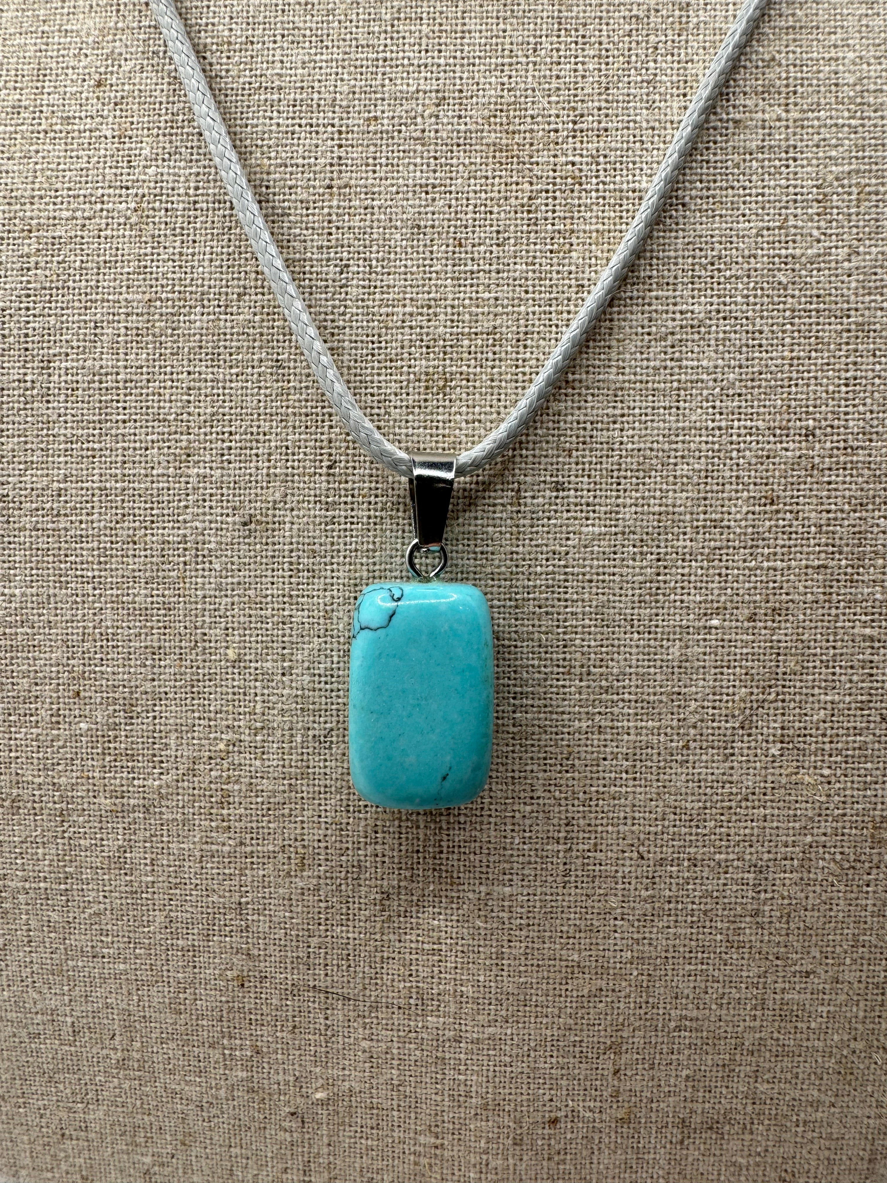 KRISTENS Turquoise Stone Pendant Necklace– Light Cord
