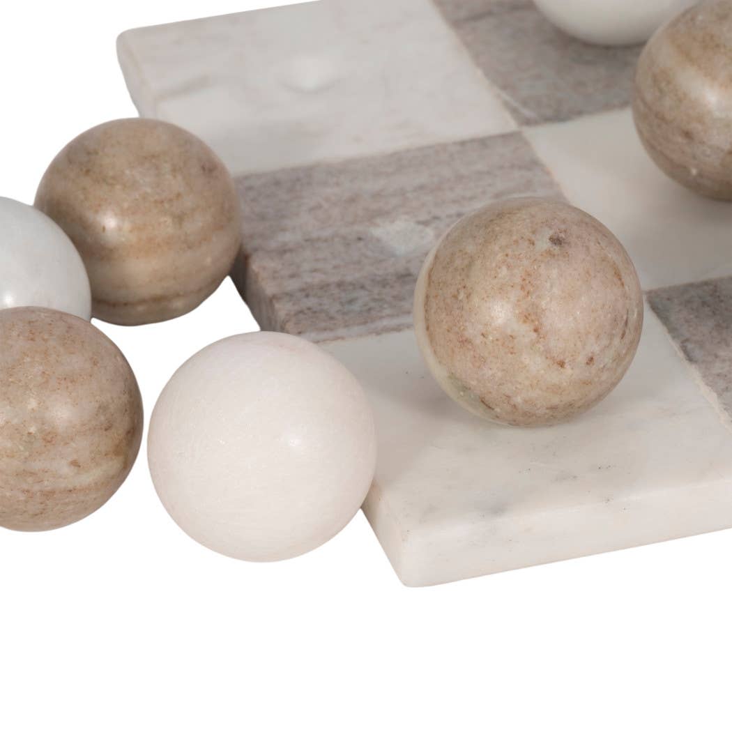 Table Top Game - Ivory Marble Elegant Tic-Tac-Toe, 9 in.