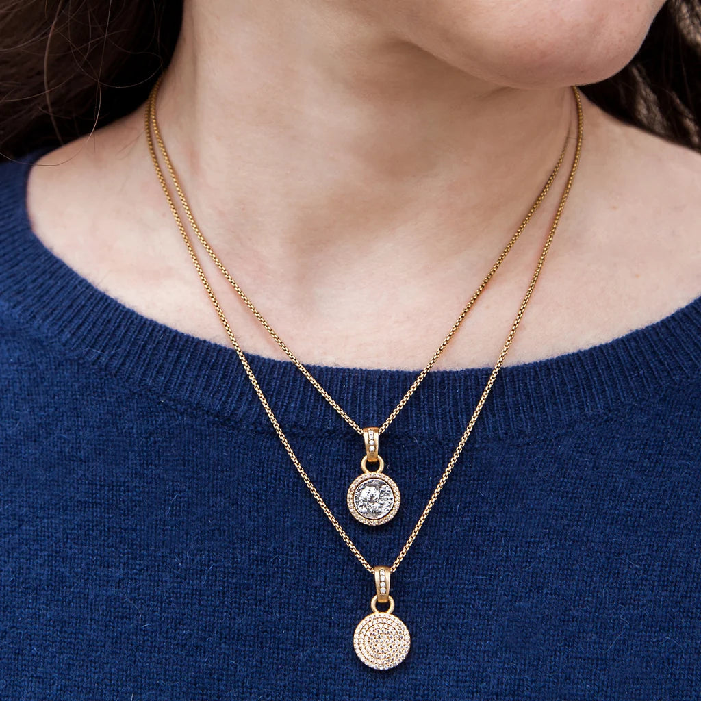 TAT2 DESIGNS Gold Pavia Coin & Pavé Frame Necklace