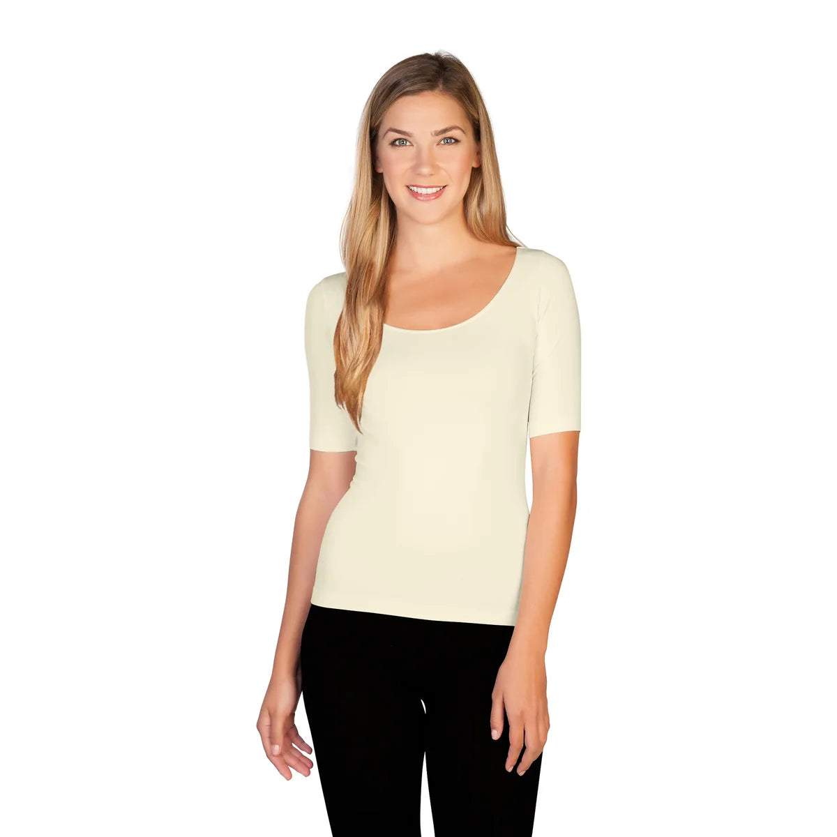 SKINNY TEES Reversible Scoop Neck 1/2 Sleeve Tee