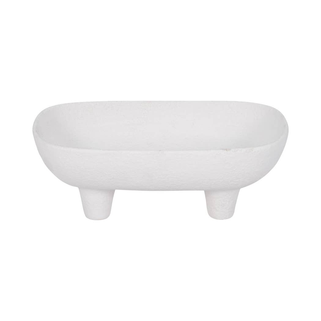 Decorative Bowl - White Ceramic Rounded Rectangle, 10 in.