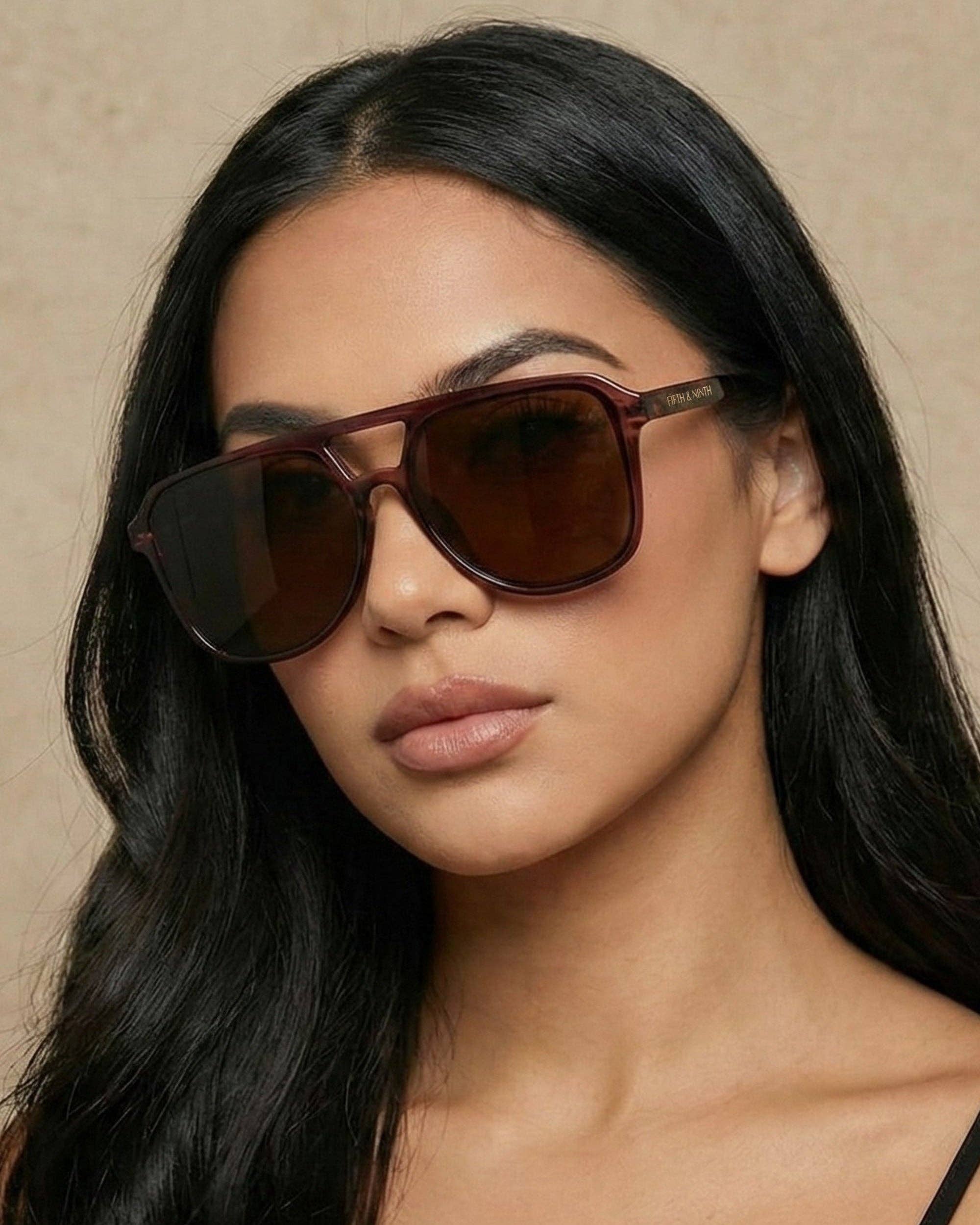 FIFTH & NINTH Lagos Sunglasses: Maroon