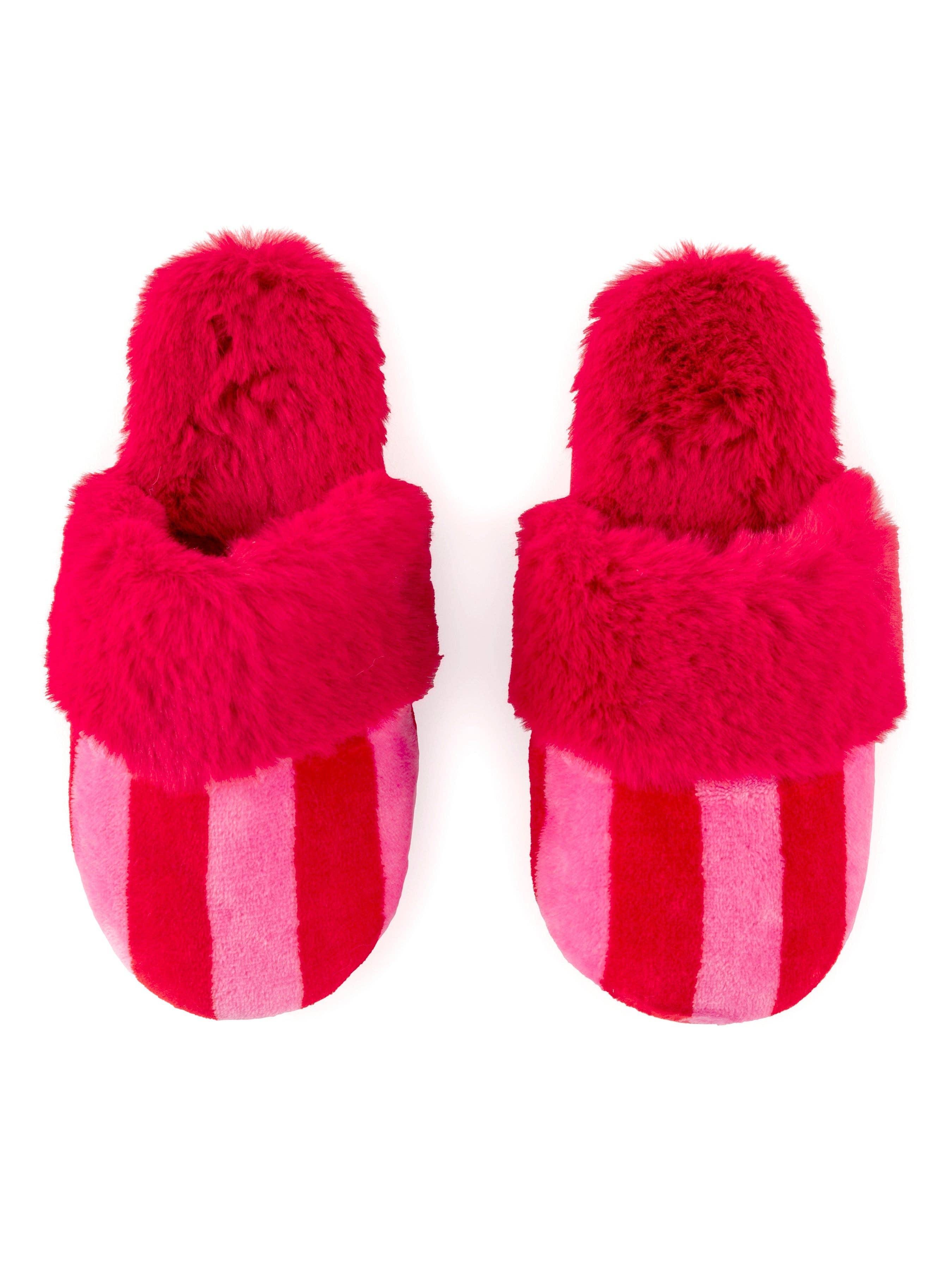 FELICITY STRIPE SLIPPERS, RED: L/XL