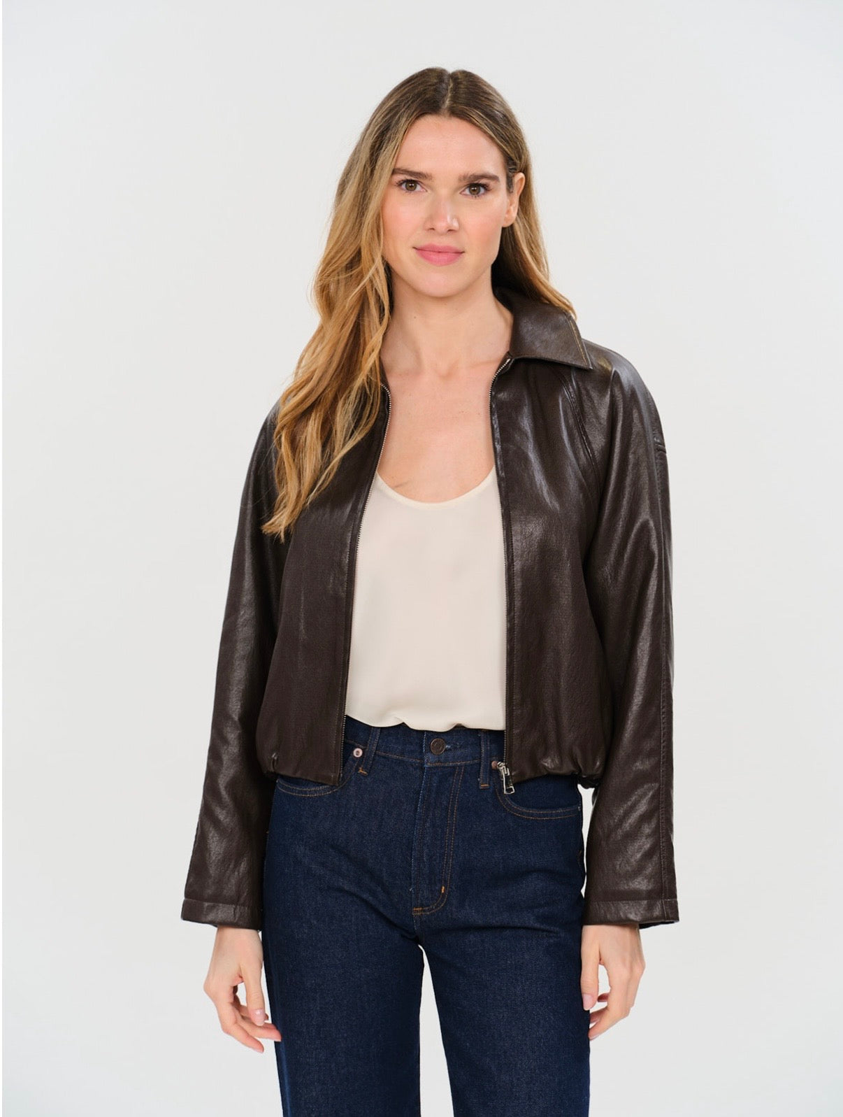*PREORDER* SIX/FIFTY Valeria Faux Leather Bubble Bottom Bomber Jacket