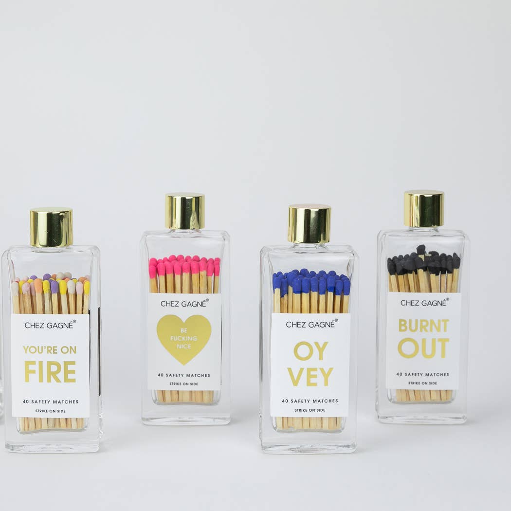 Be Fucking Nice - Glass Bottle Safety Matches - Bright Pink