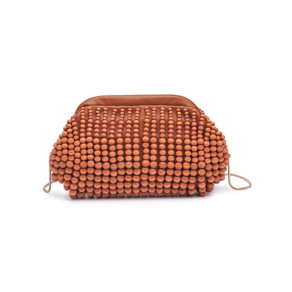 Lydia Beaded Clutch: Tan