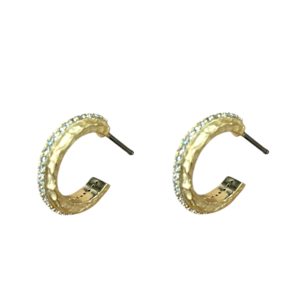 TAT2 DESIGNS Gold Mini Egy Crystal Thin Hoops