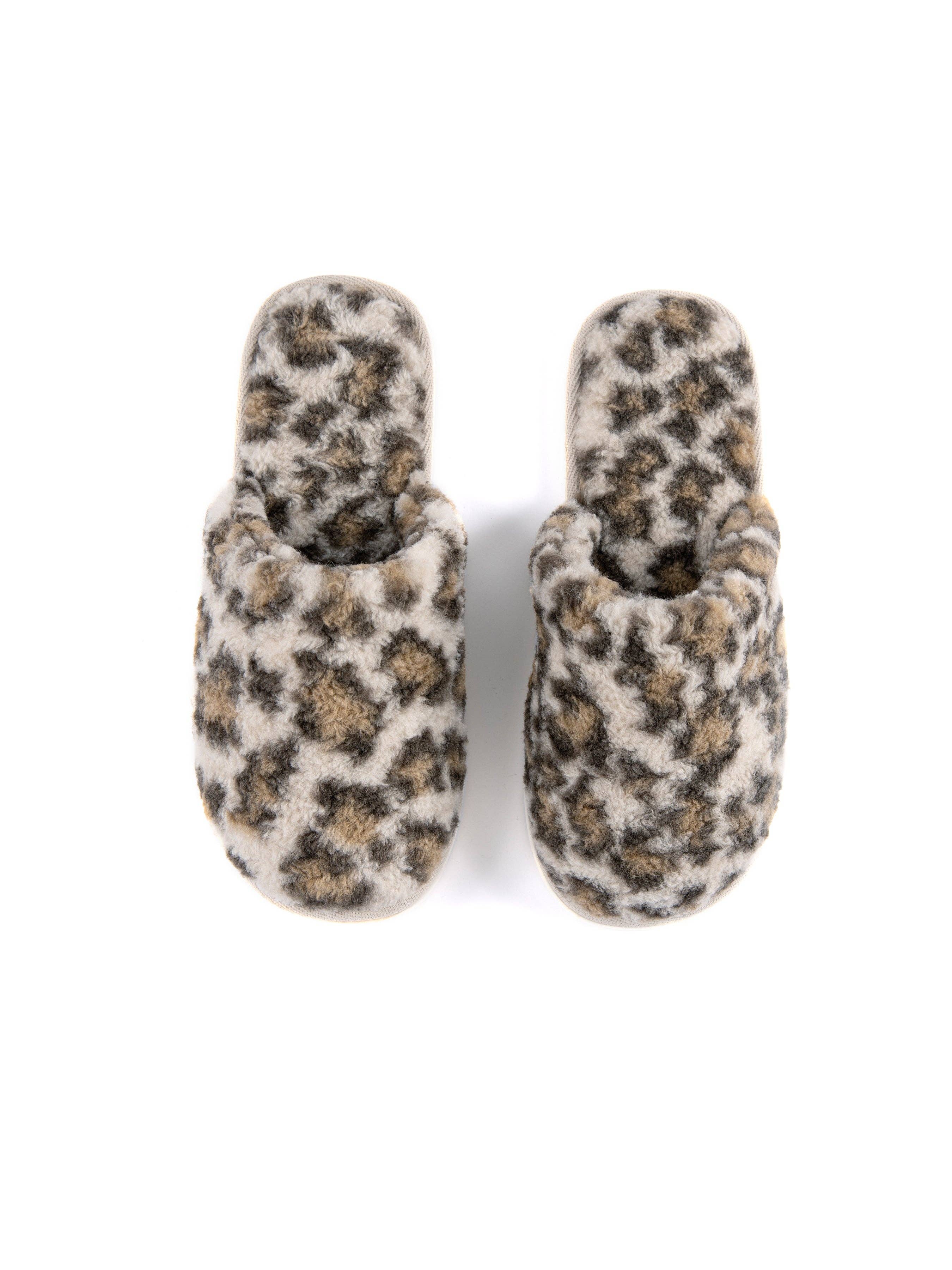 AVIGNON LEOPARD PRINT SHERPA SLIPPERS, MULTI: Multi / S/M fits size 6-8