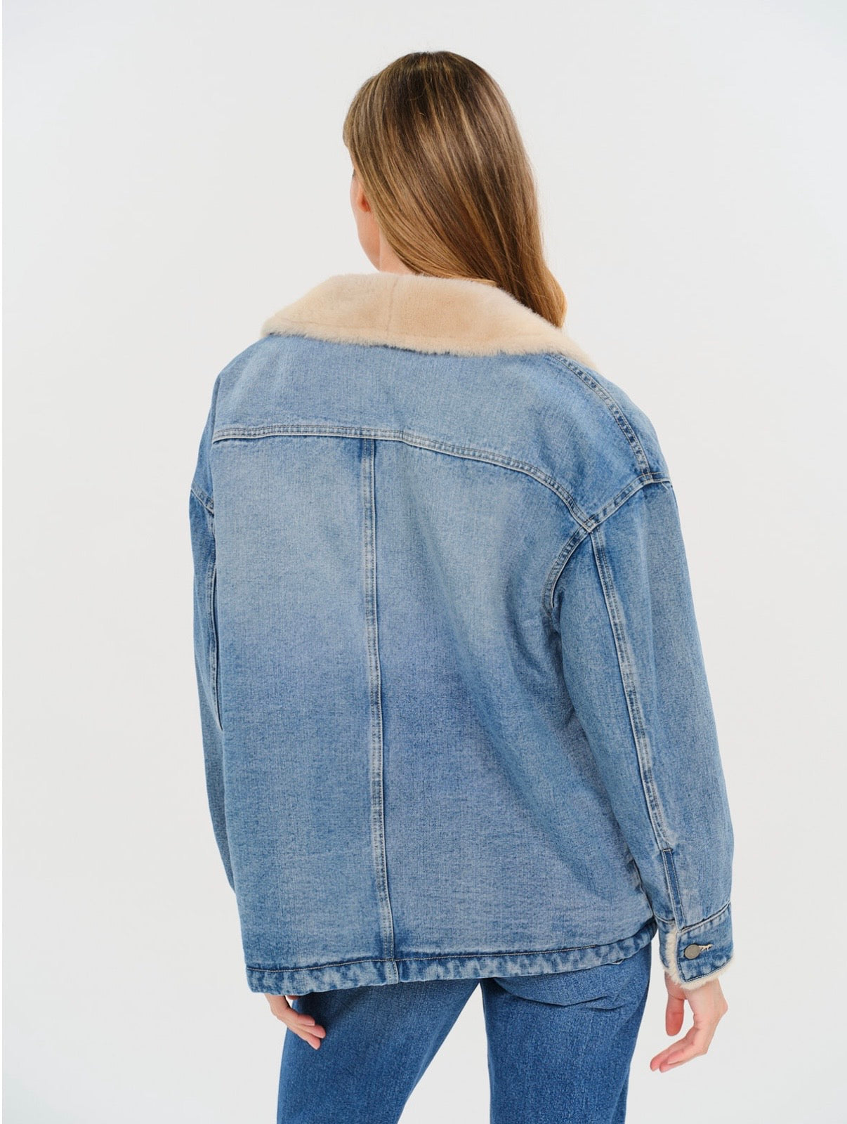 *PREORDER* SIX/FIFTY Wynn Faux Sherpa Shawl Denim Jacket