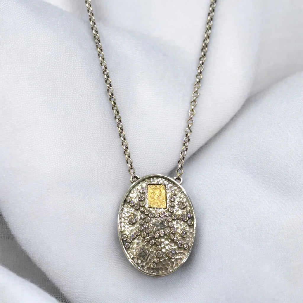 TAT2 DESIGNS Vintage Silver Sable Pendant Necklace 28”in