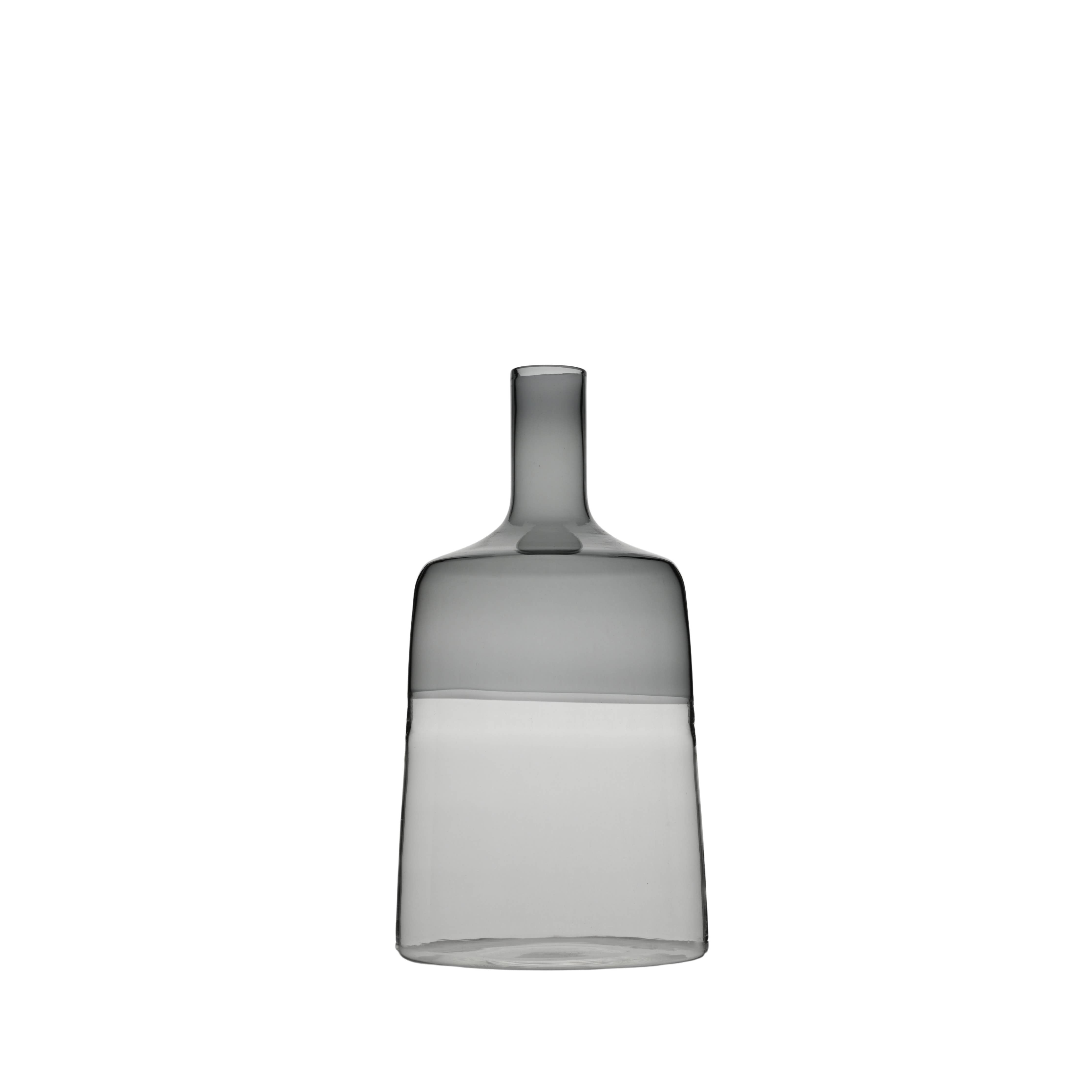 Decorative Glass Bottle: Clear & Gray