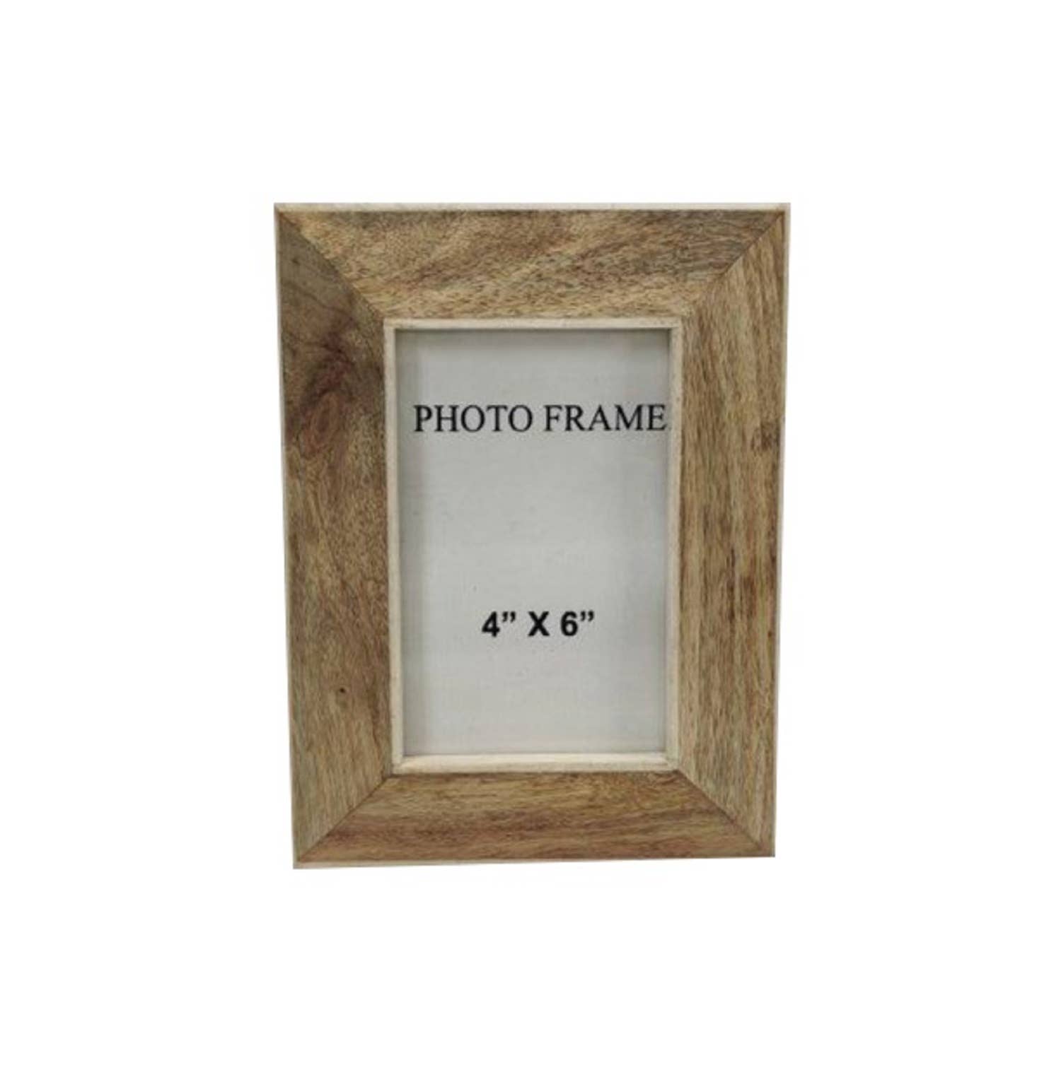BIDK 4x6” Wood Picture Frame w/ White Resin Border: Lite Brown / MANGO WOOD
