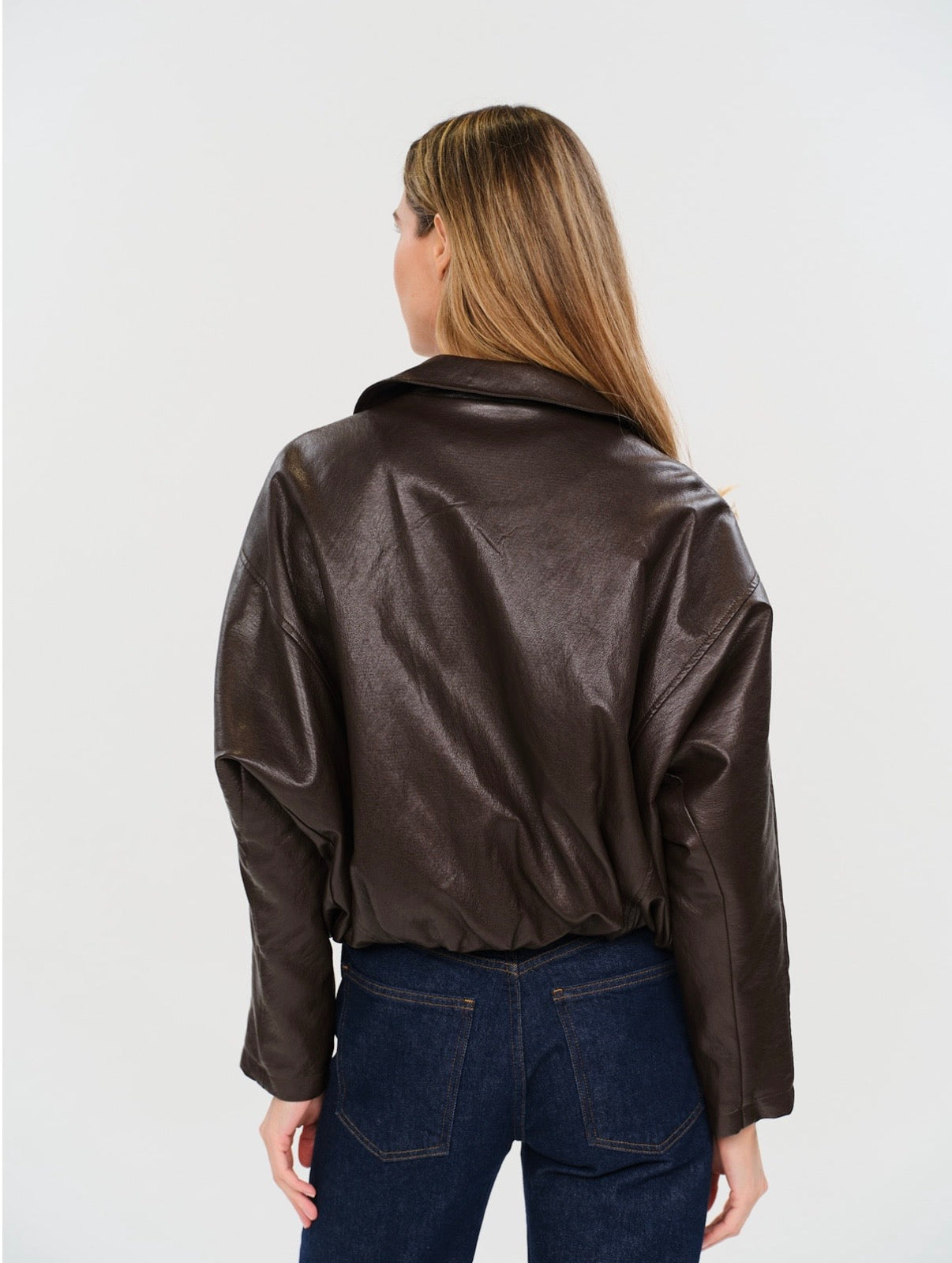 *PREORDER* SIX/FIFTY Valeria Faux Leather Bubble Bottom Bomber Jacket