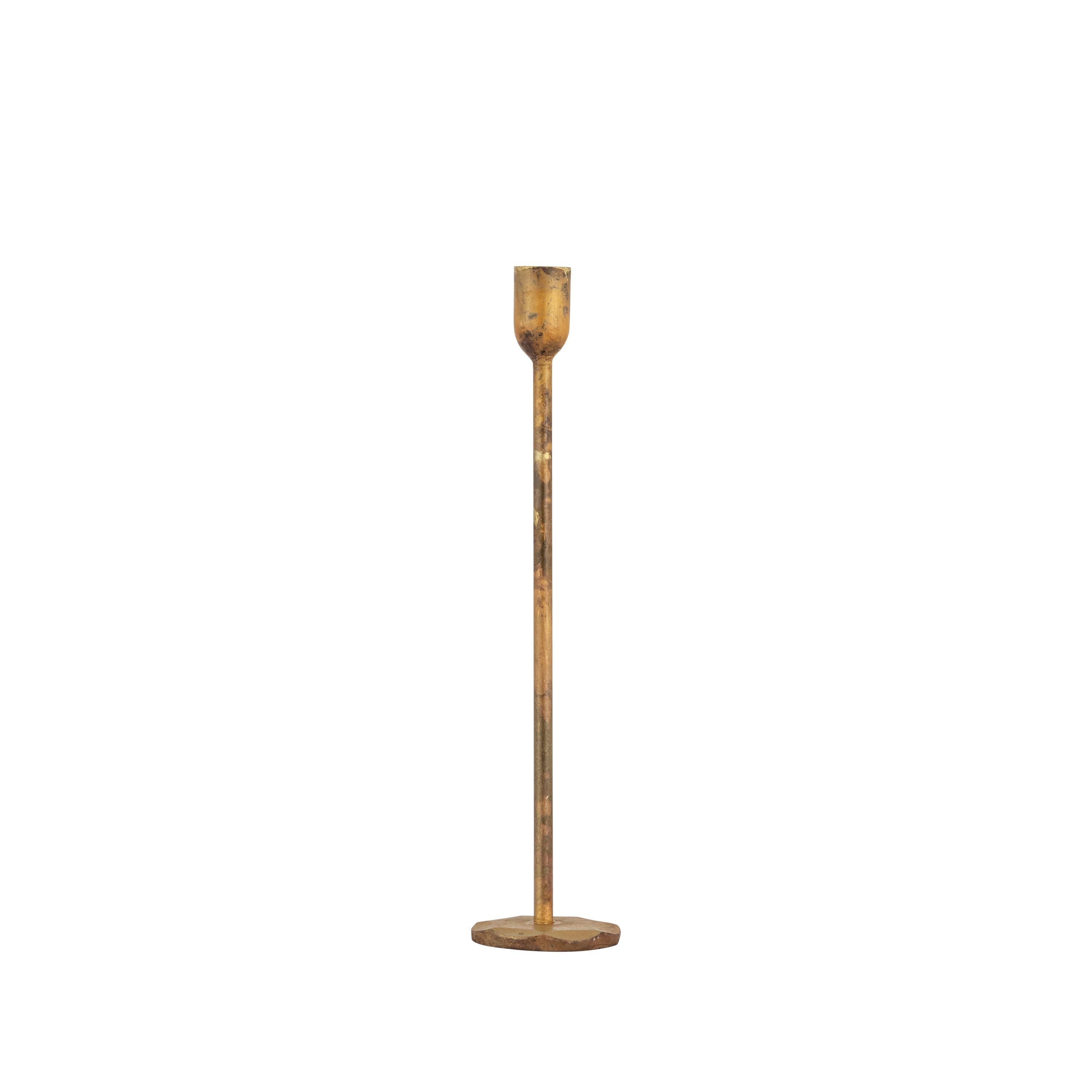 BIDK Candle Holder H 10.25" x Dia 2.25" Old Brass: OLD BRASS / IRON