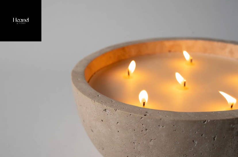 Hand Craft Large Candle Bowl, Marble Rustic SOYWAX Scented Candle: Large
