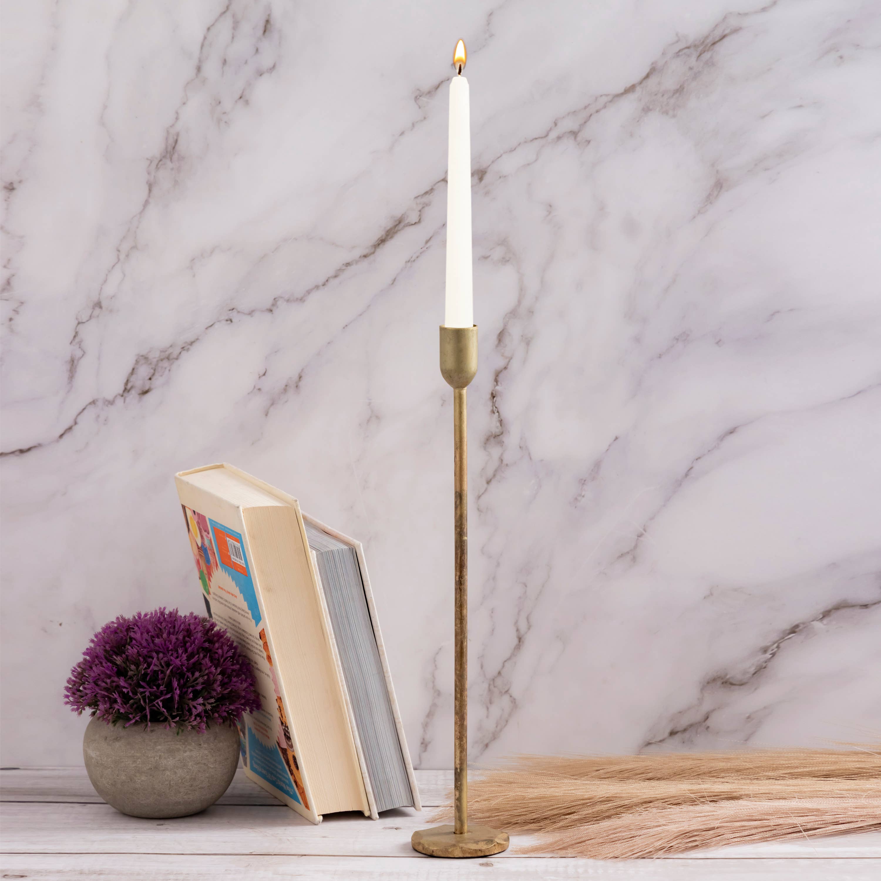 BIDK Candle Holder H 10.25" x Dia 2.25" Old Brass: OLD BRASS / IRON