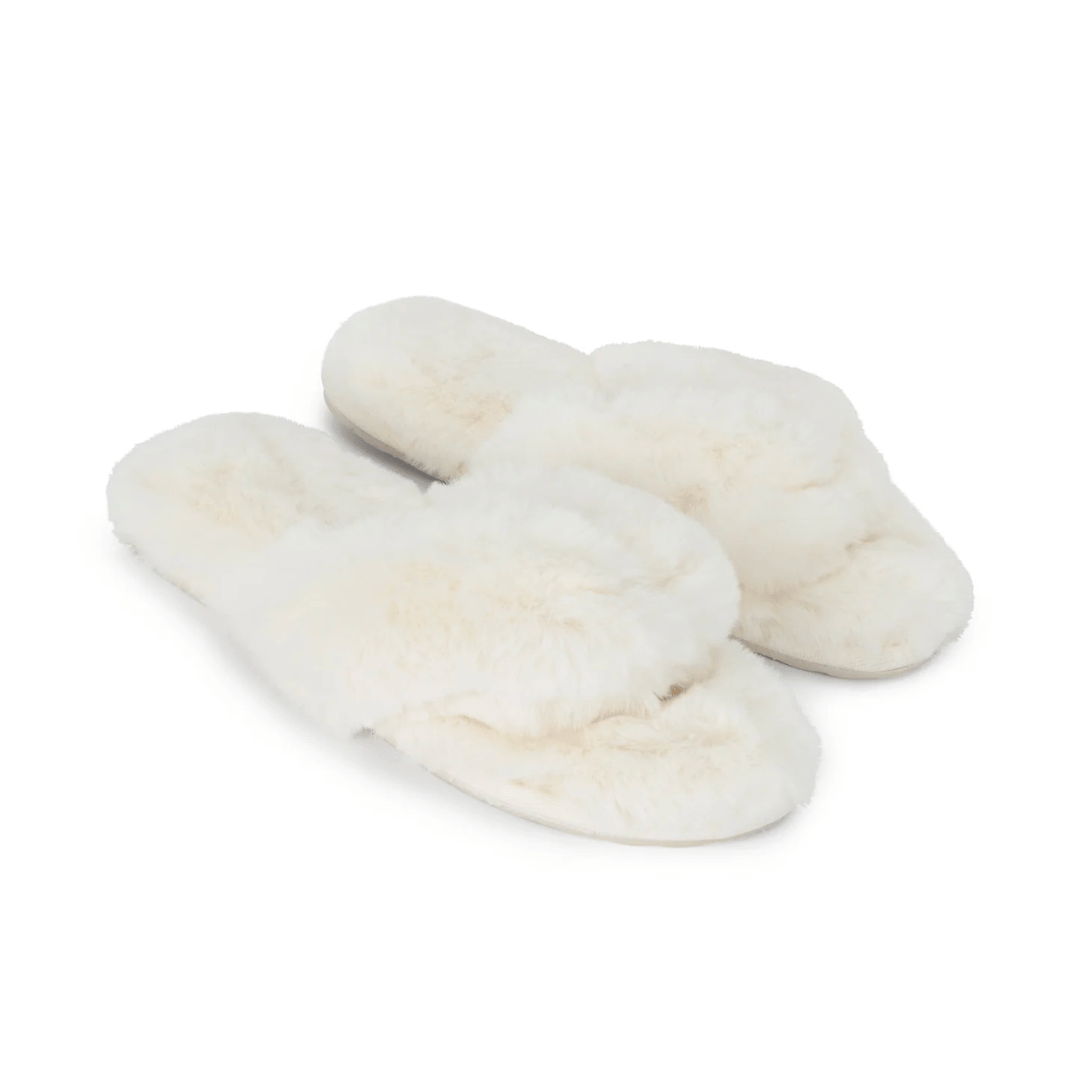 Waterfront Solid Faux Fur Flip-Flop - White | Lemon: S/M