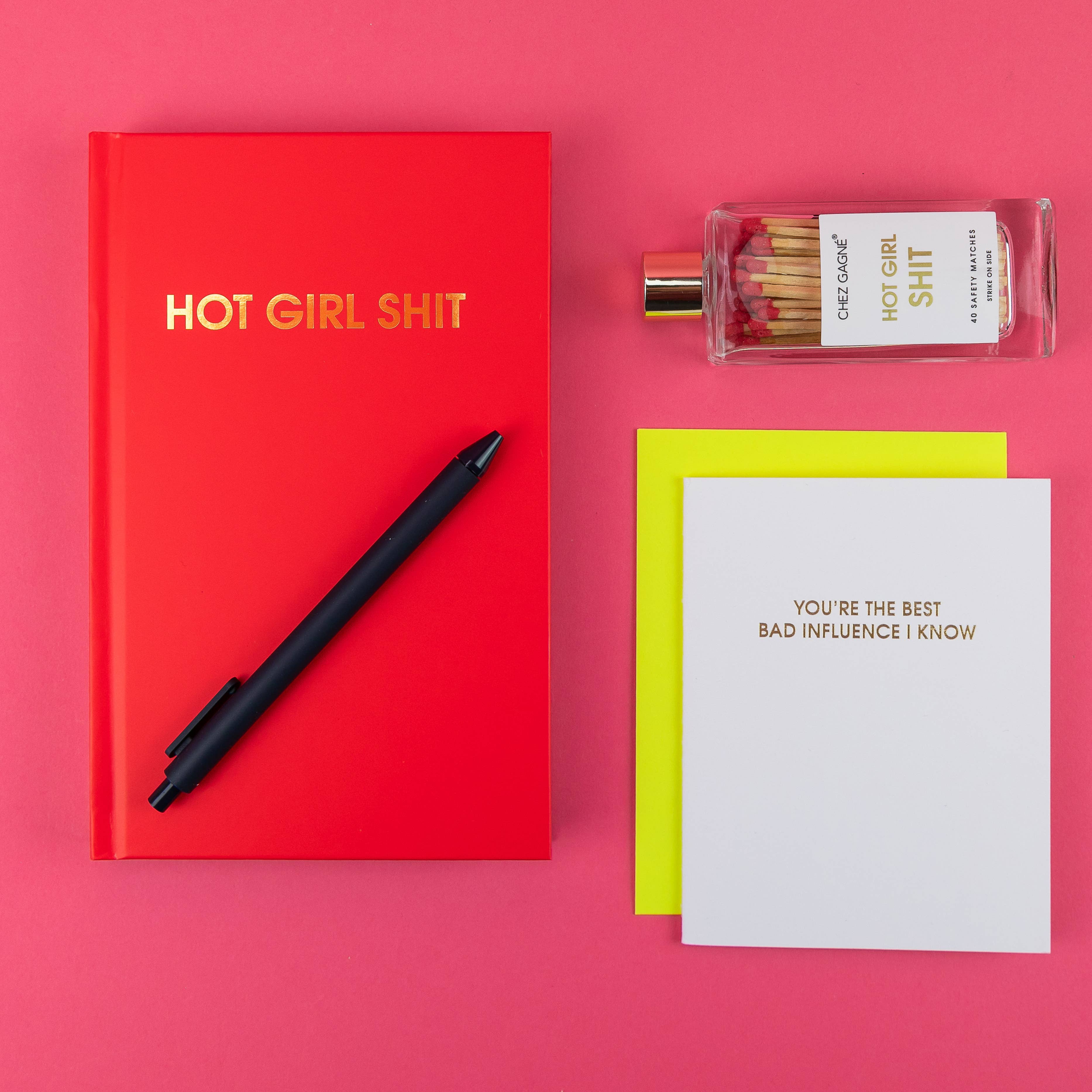 Hot Girl Shit - Glass Bottle Safety Matches - Red