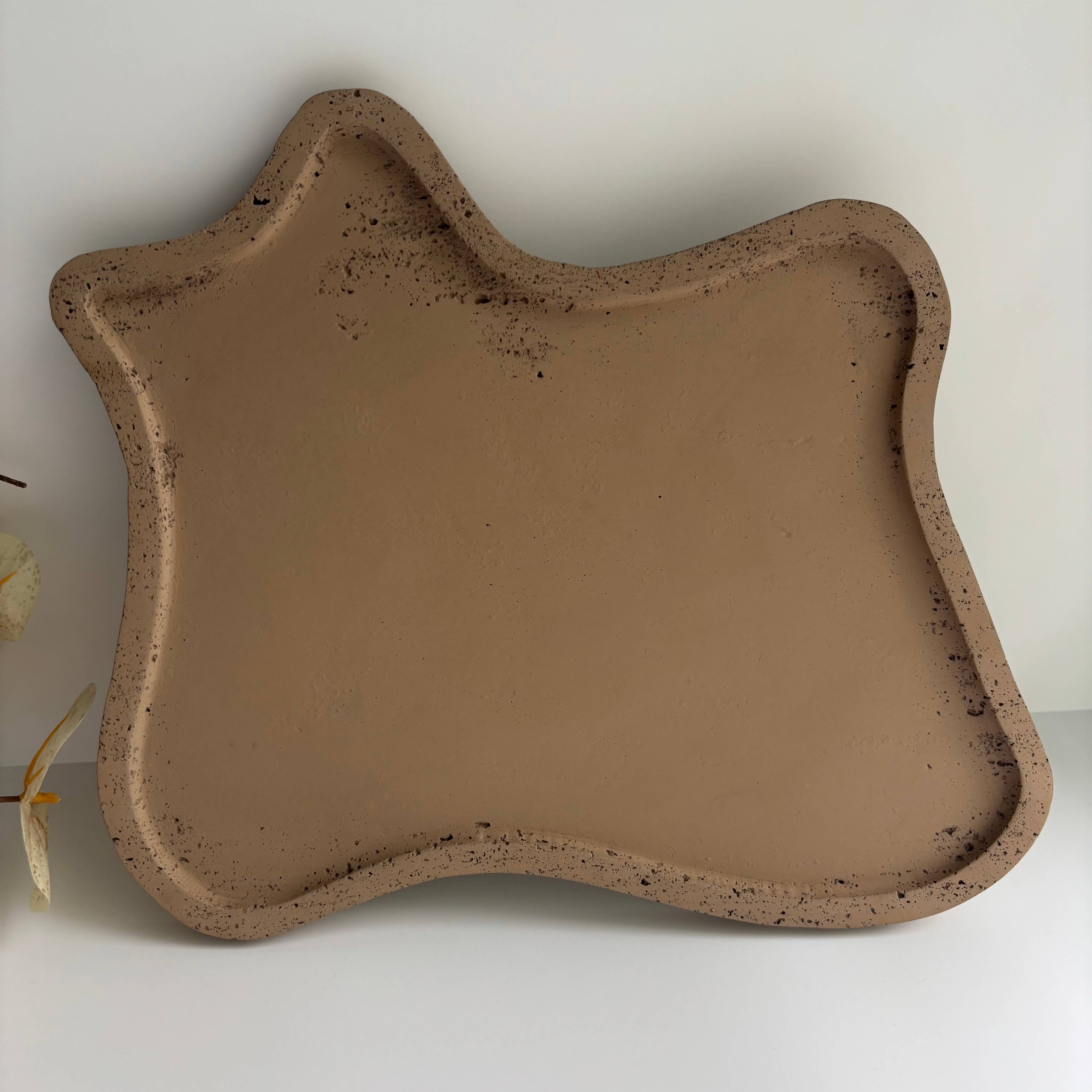 Nyx- Organic Concrete Tray | Centerpiece | Decorative Tray: Black Fusion Marble