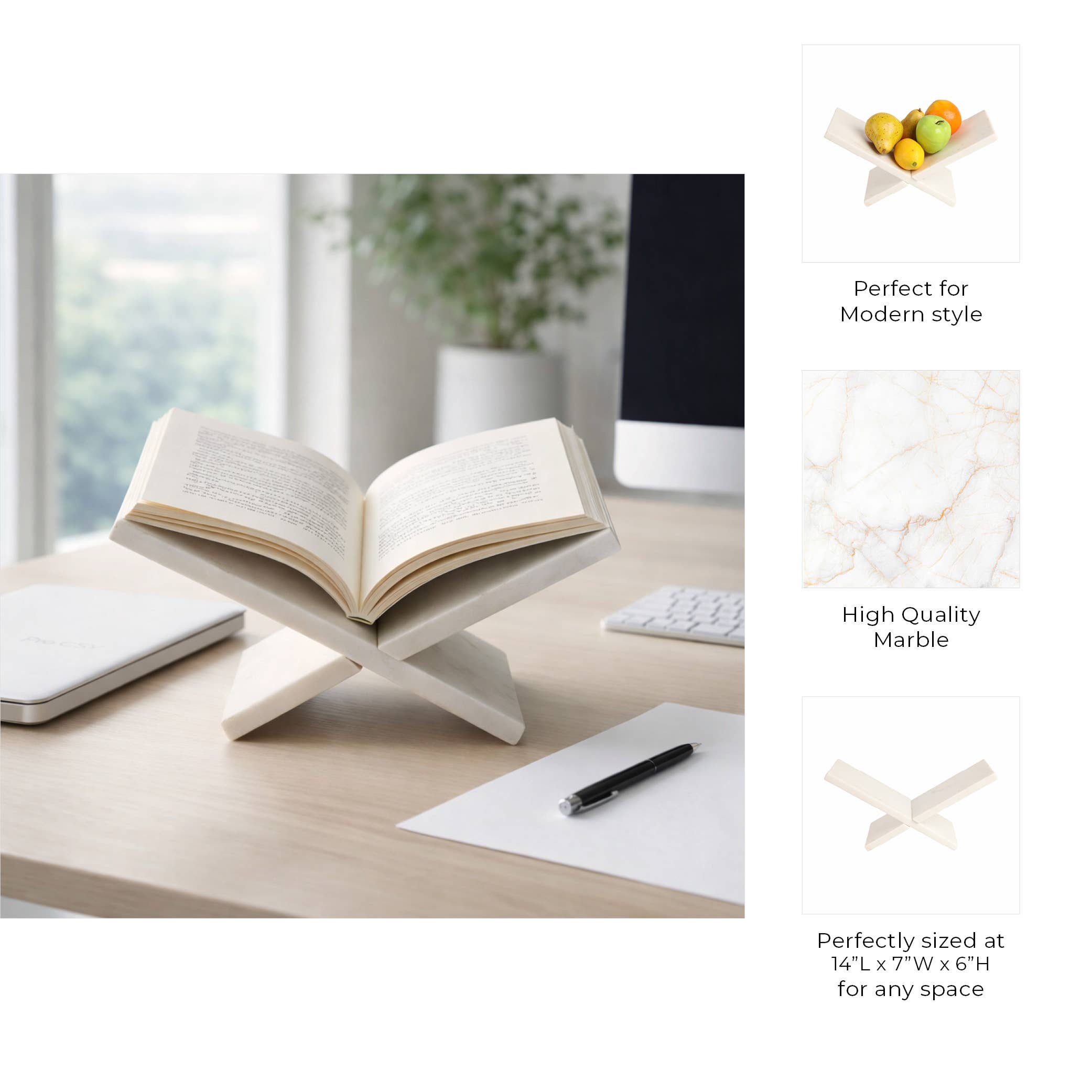Bookstand in White Marble 14 in.