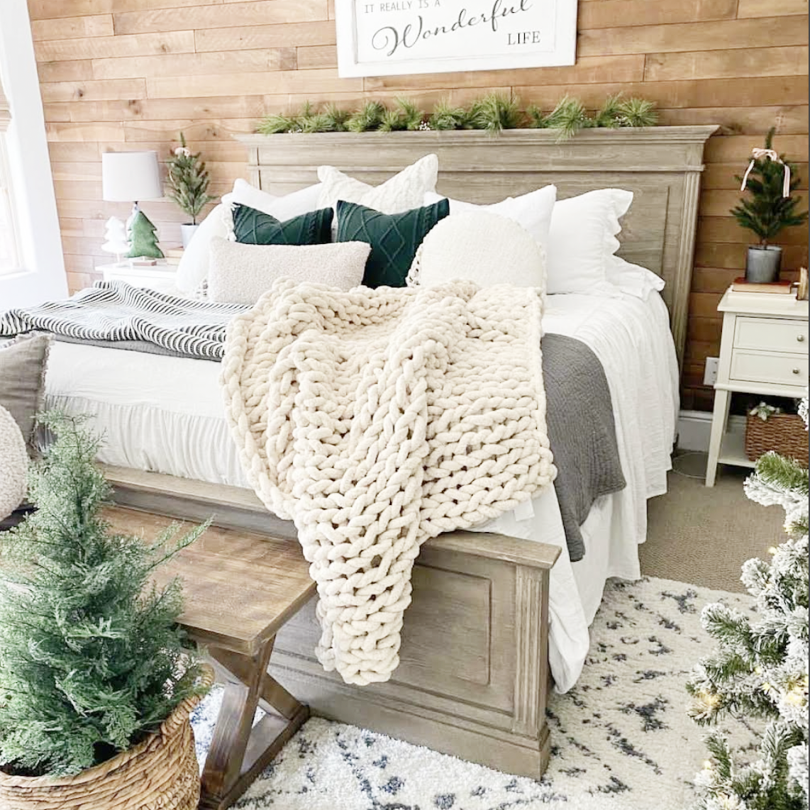 Chunky Knit Throw- Multiple Colors: Oatmeal cream