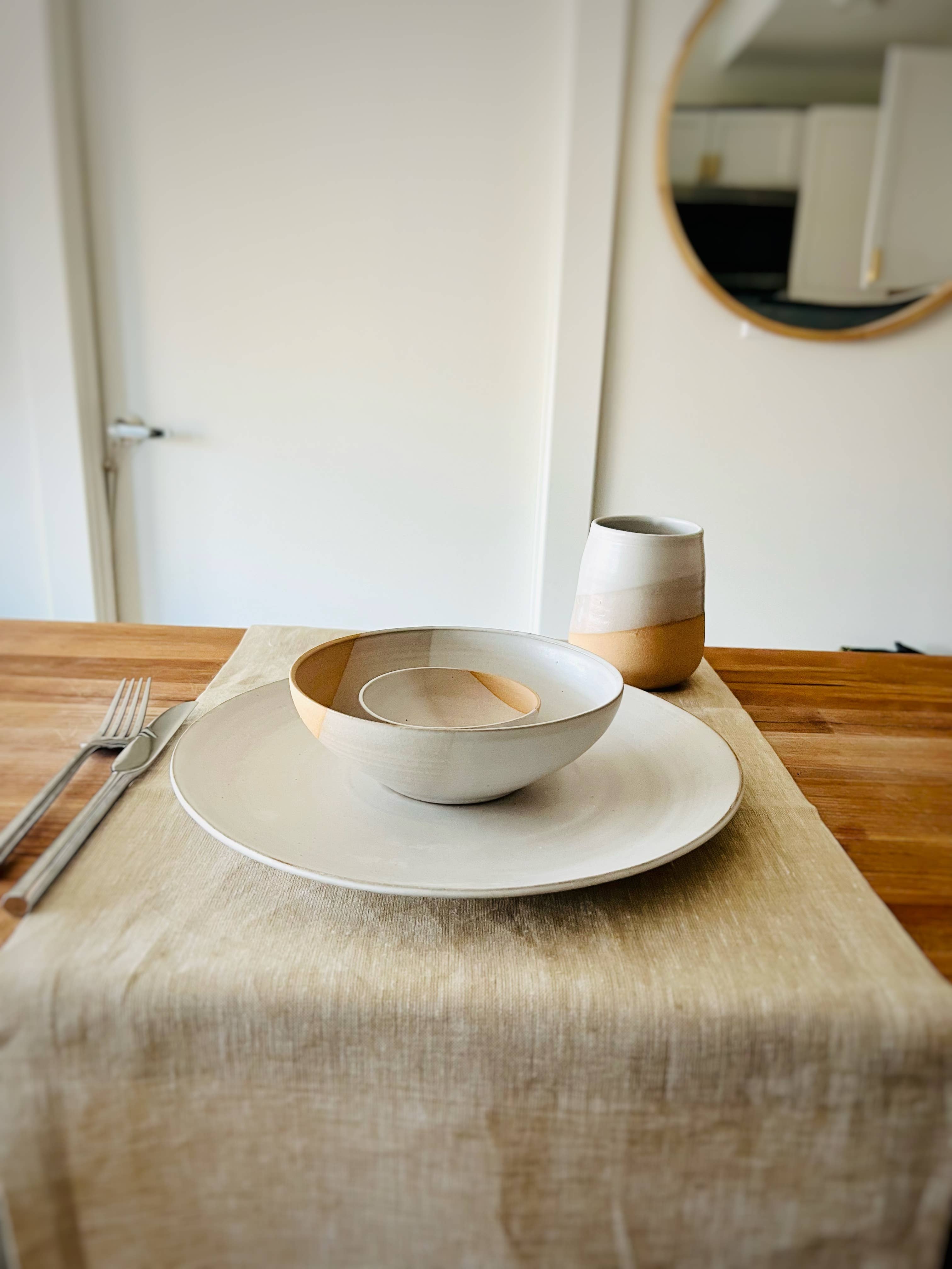 Hands on Ceramics Angle-Dipped Bowl: Beige
