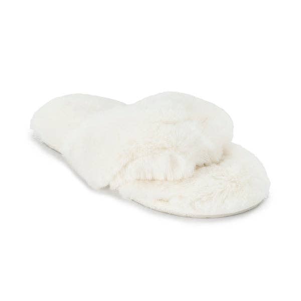 Waterfront Solid Faux Fur Flip-Flop - White | Lemon: S/M