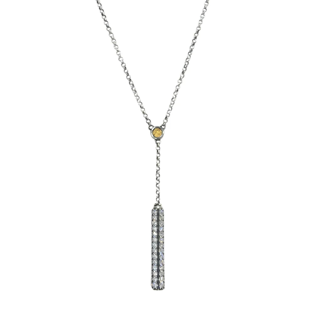 TAT2 DESIGNS Vintage Silver Colette Pavé Lariat Necklace 22”-24”