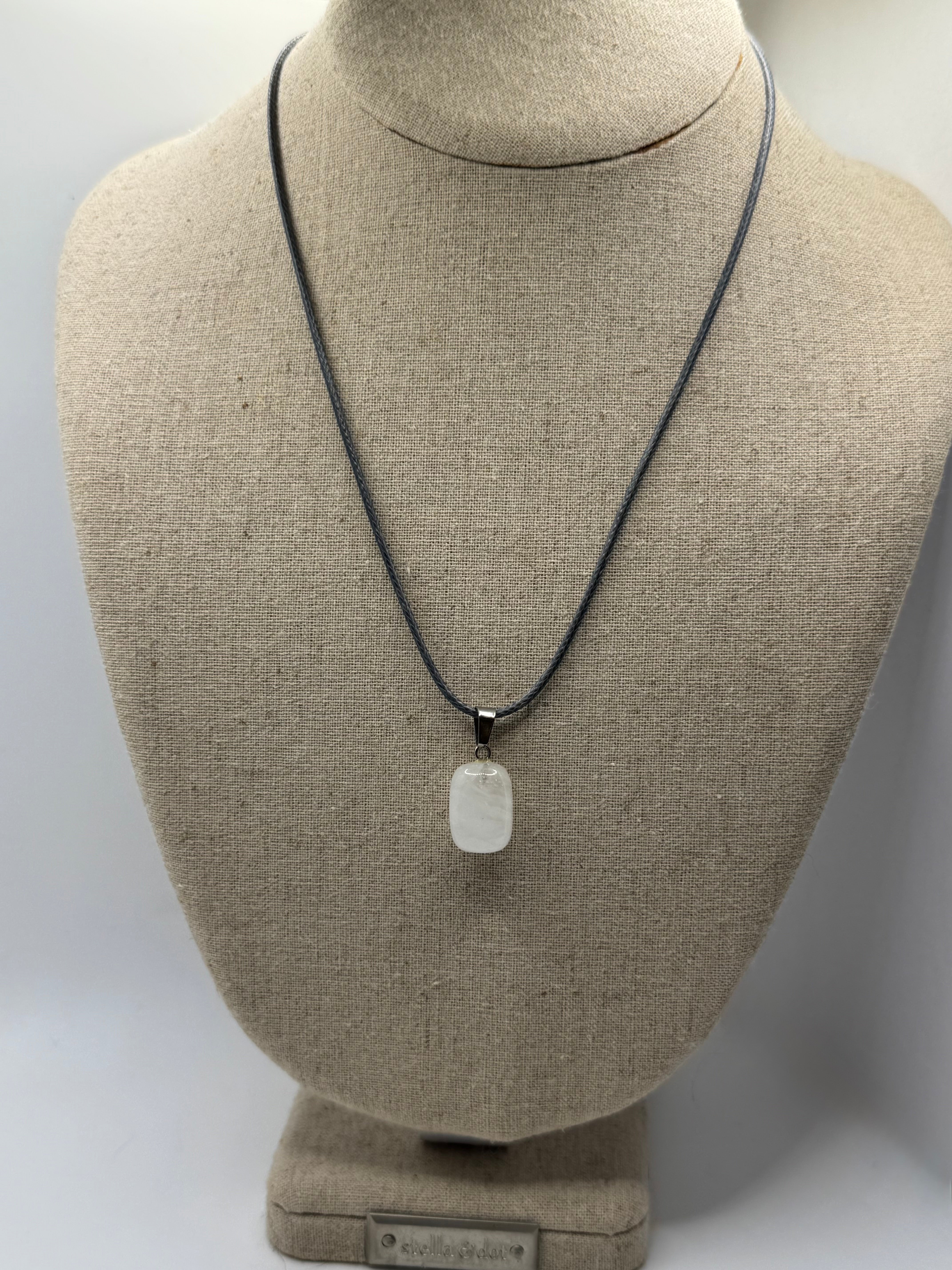 KRISTENS White Stone Bar Pendant Necklace
