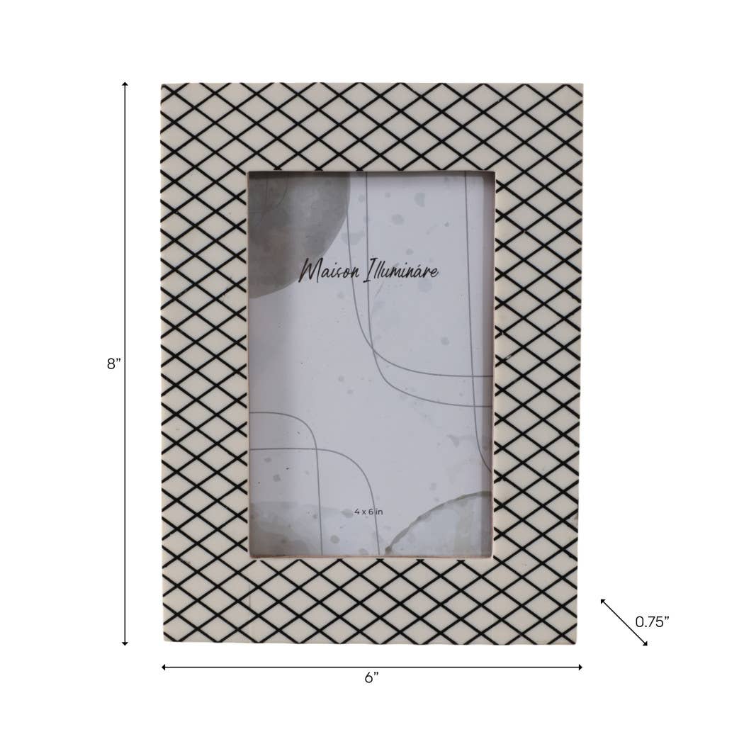 Resin Wood Diamond Pattern Photo Frame - Black, 4x6 in.