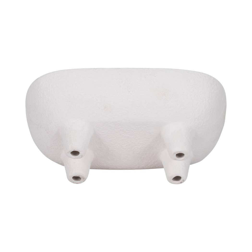 Decorative Bowl - White Ceramic Rounded Rectangle, 10 in.