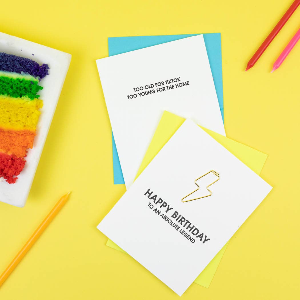 Too Old For Tiktok Letterpress Greeting Card Birthday