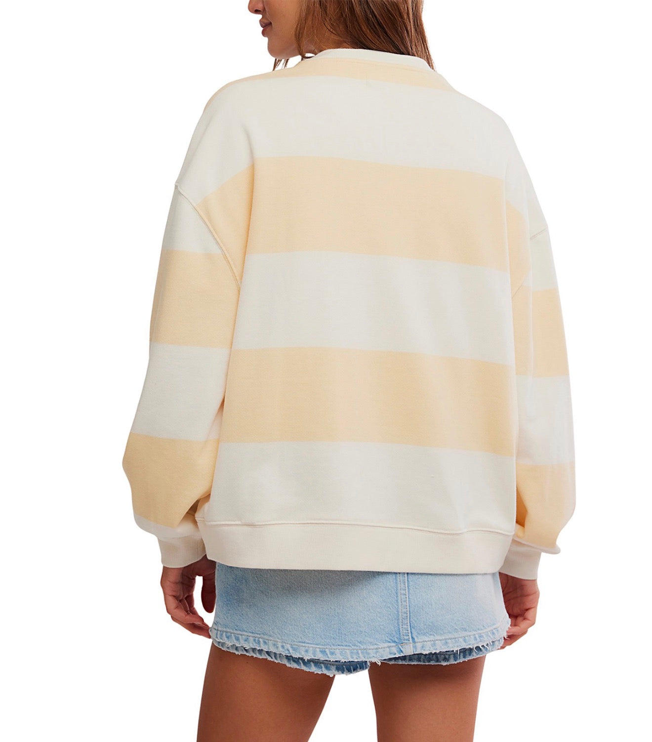 FREE PEOPLE Classic Stripe Crew Neck Oversized Sweatshirt