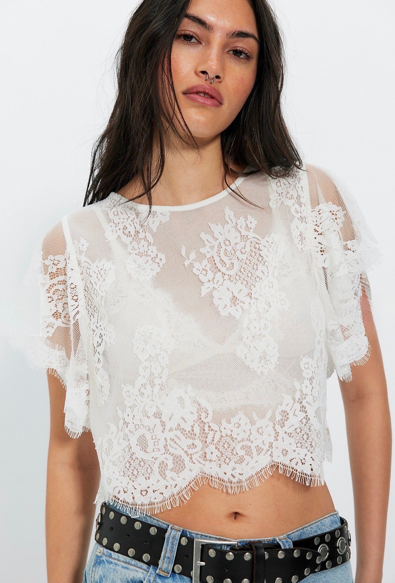 FREE PEOPLE Lunar Ash Lace Top