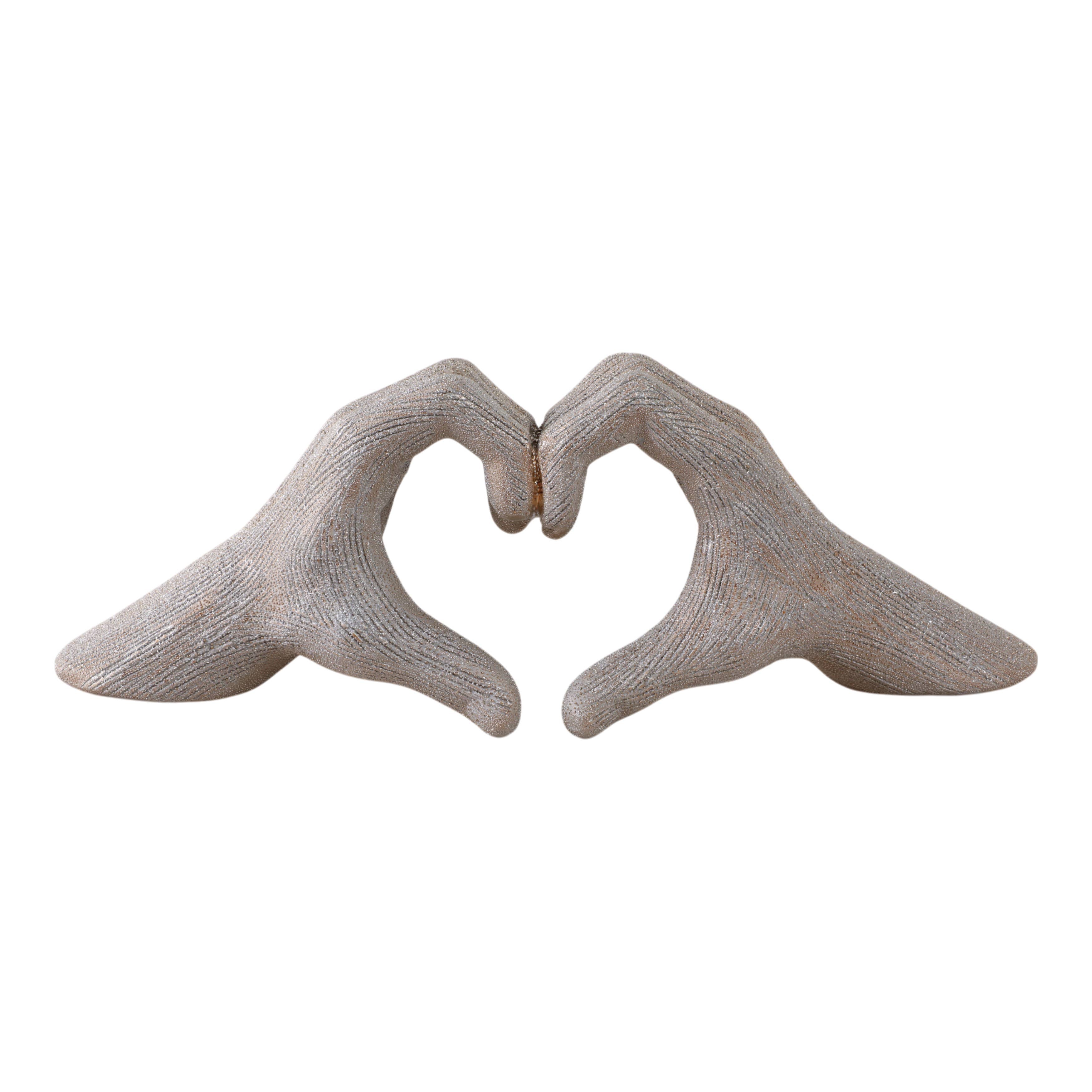 Ceramic Hands Heart Decorative Sculpture - Gold, 5 in.