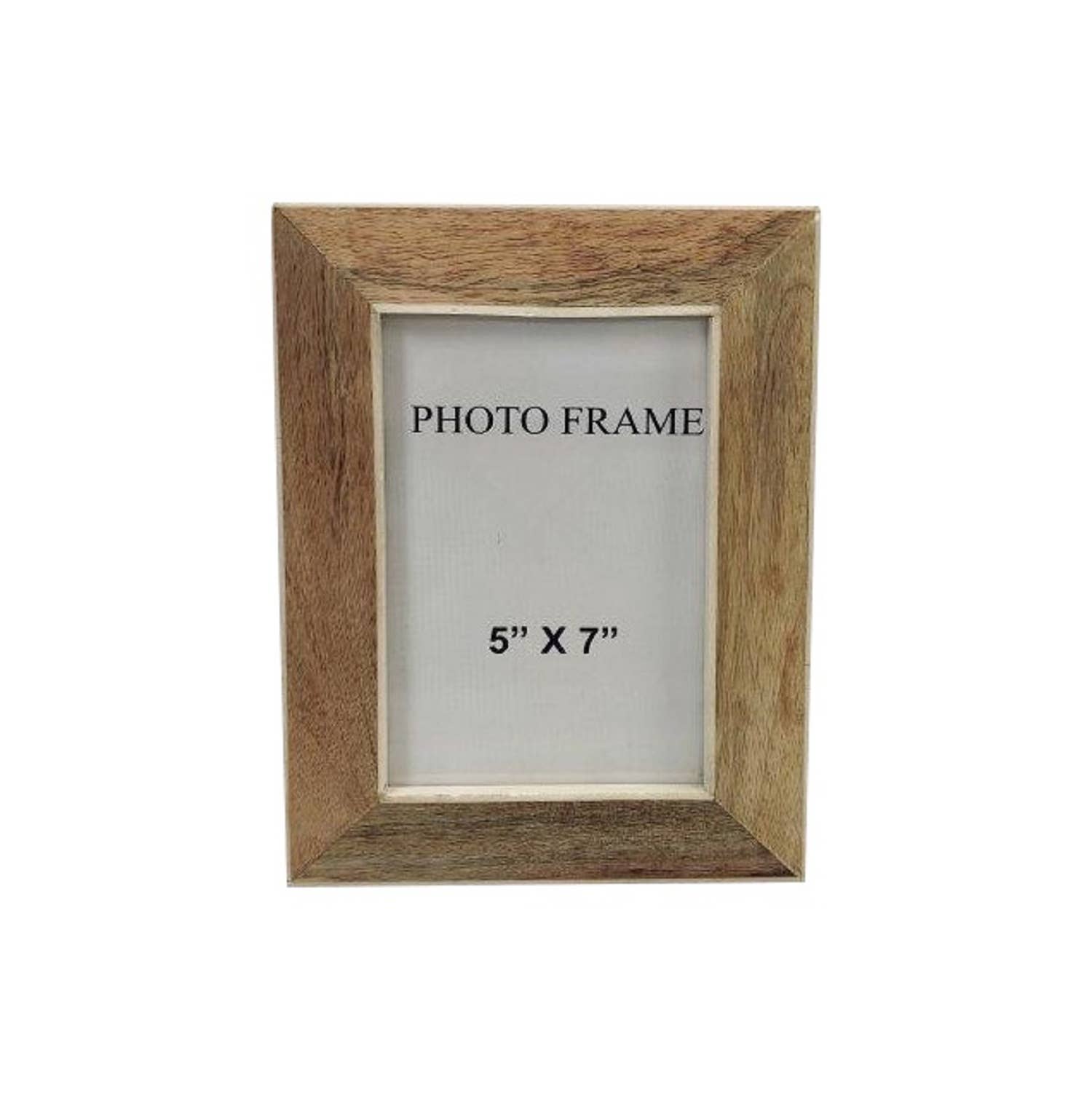 BIDK 5x7” Wood Picture Frame w/ White Resin Border: Lite Brown / MANGO WOOD