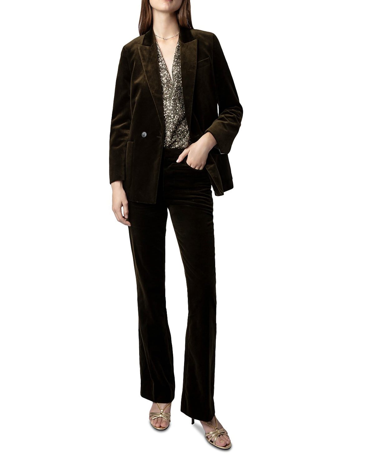 ZADIG & VOLTAIRE Pistol Velvet Pant Kaki-The Life ™ Boutique | Westfield, NJ-36-The Life ™ Boutique | Westfield, NJ