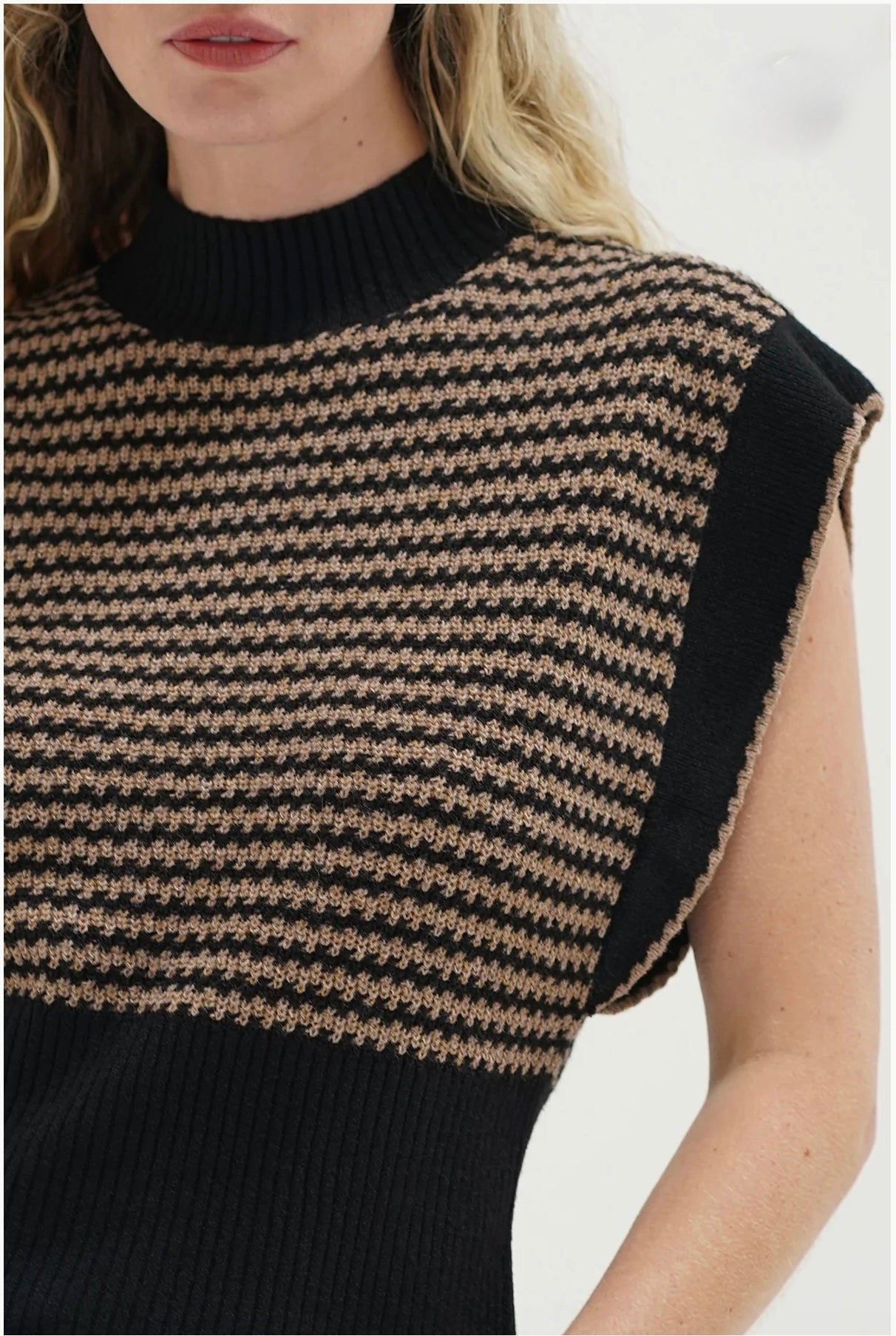 LNA Ellisa Sleeveless Sweater Latte- Stripe