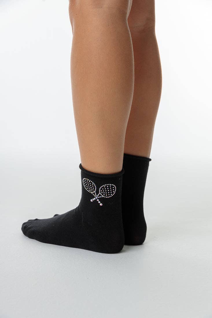 TENNIS RACKET SOCKS: Black